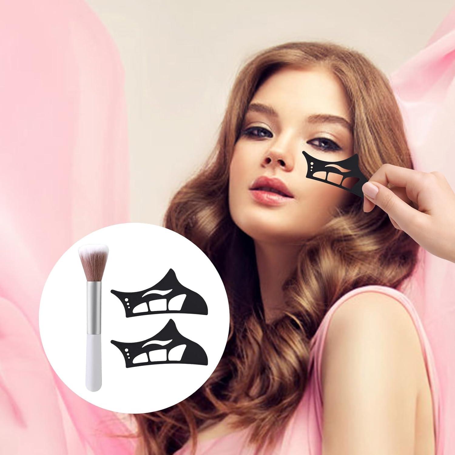 Plantillas de Sombra de Ojos Reutilizables Lyreh + Brocha