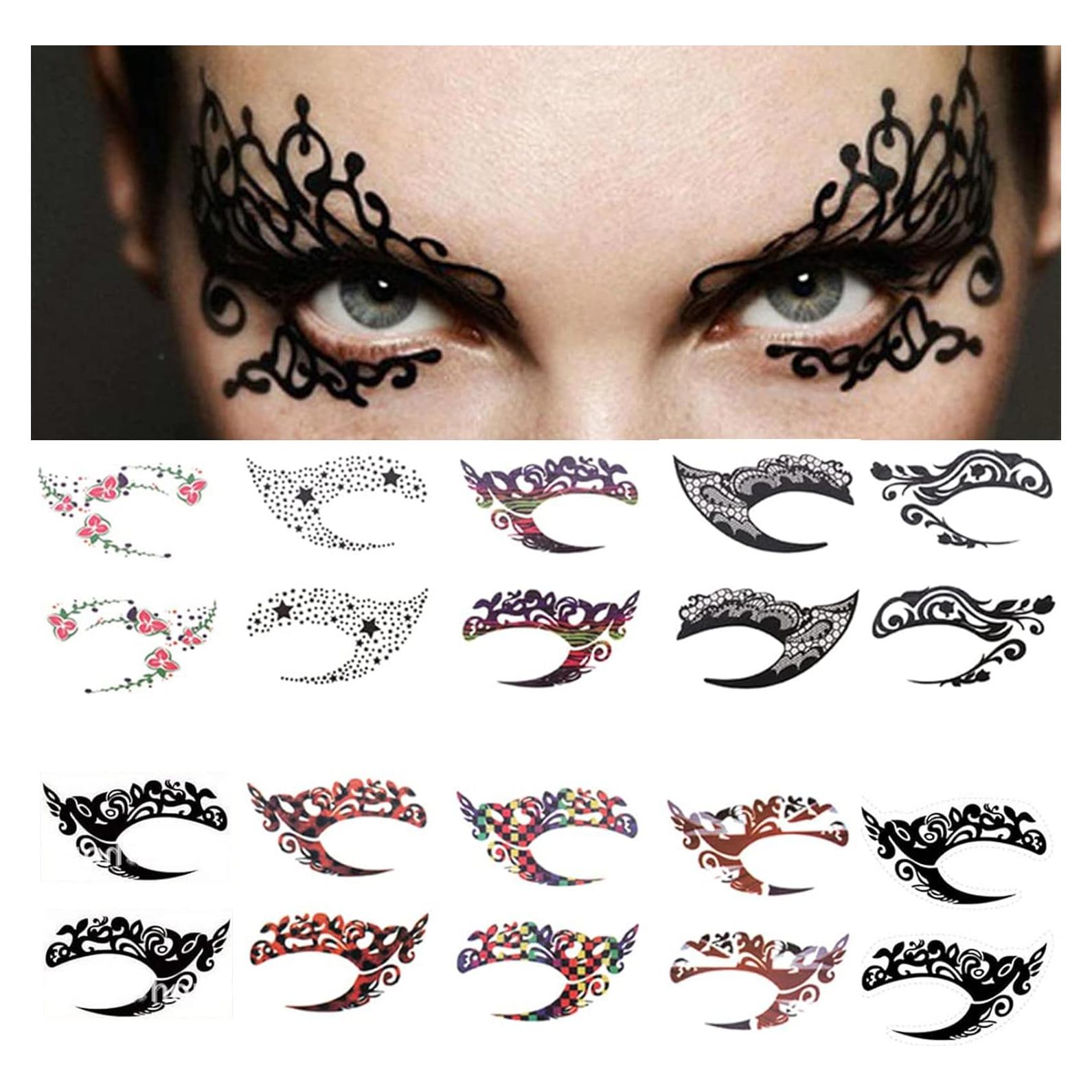 Pegatinas de Tatuaje para Ojos ASVNRES - 10 Pares Coloridos