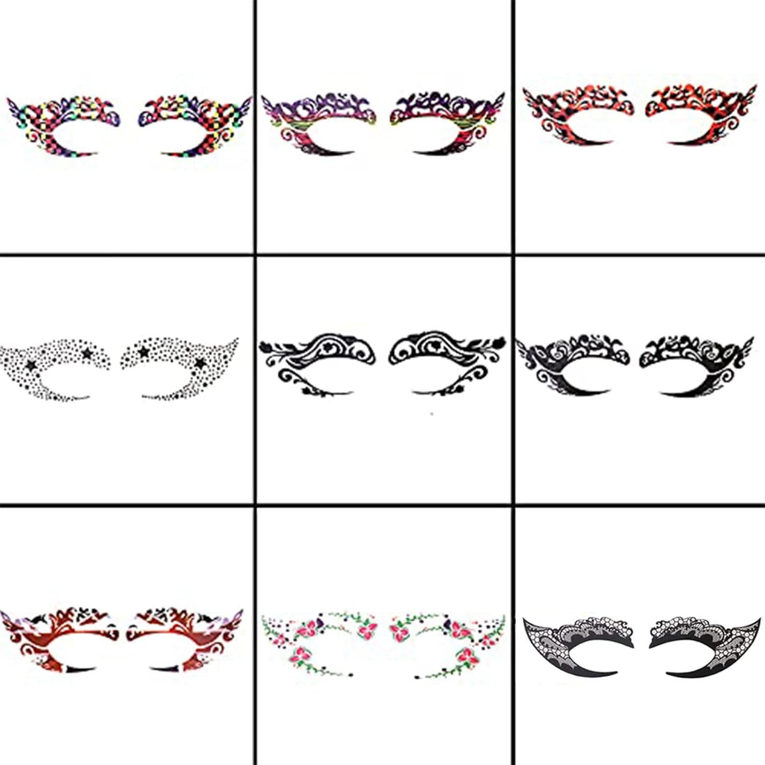 Pegatinas de Tatuaje para Ojos ASVNRES - 10 Pares Coloridos