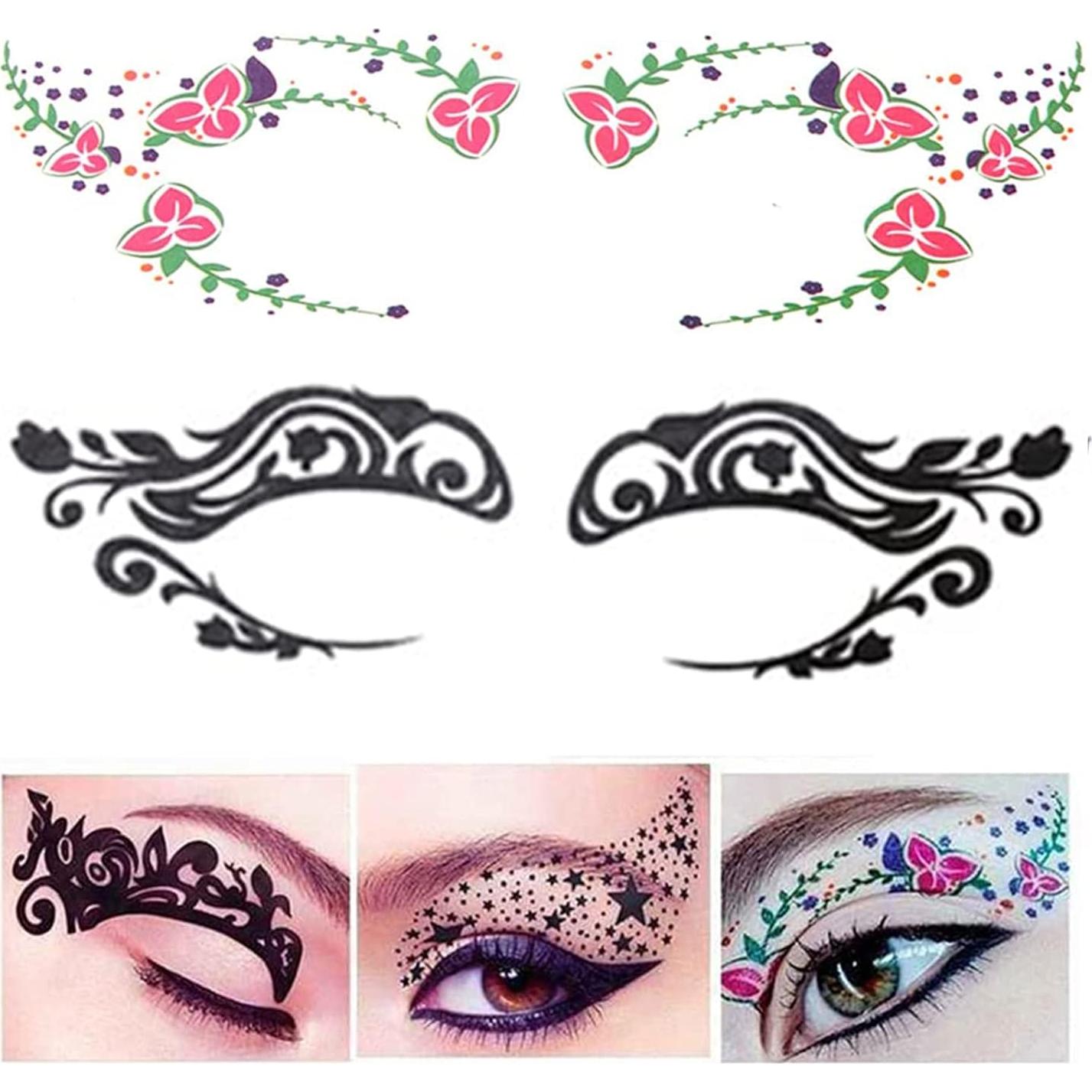 Pegatinas de Tatuaje para Ojos ASVNRES - 10 Pares Coloridos