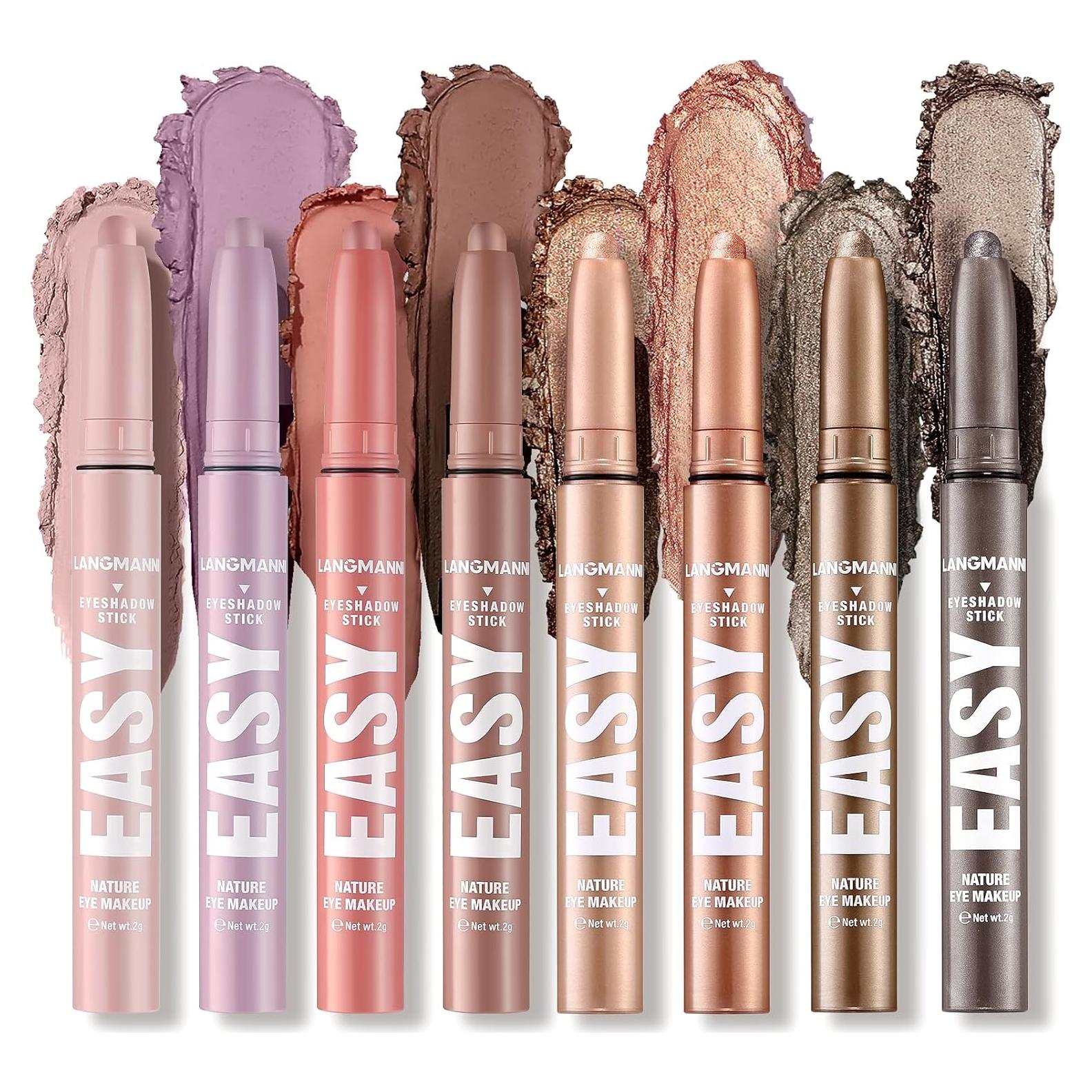 Set de Lápiz de Sombra de Ojos LANGMANNI 8 Colores a Prueba de Agua