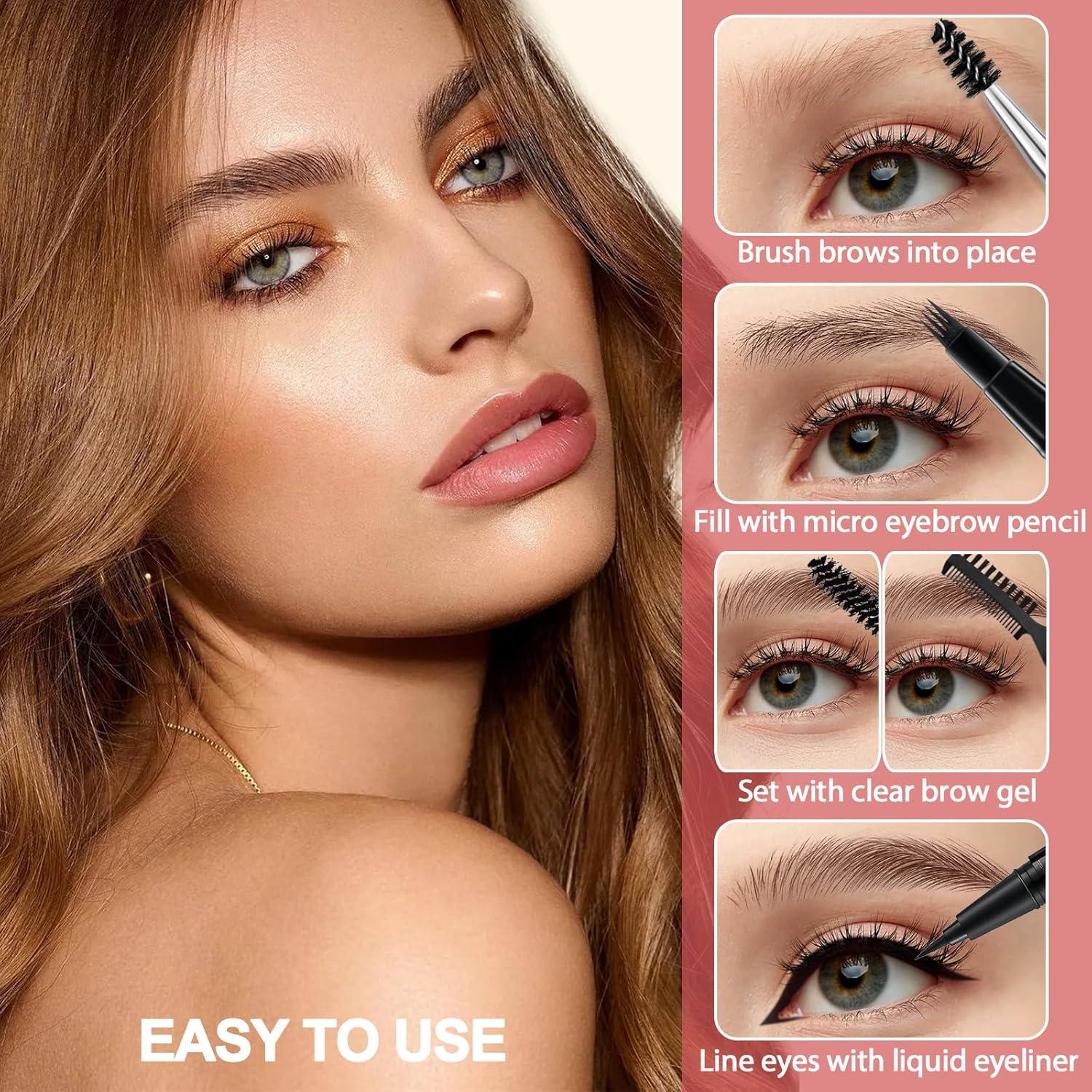 Kit de Maquillaje de Cejas LAVONE - Lápiz, Gel, Delineador, Brocha