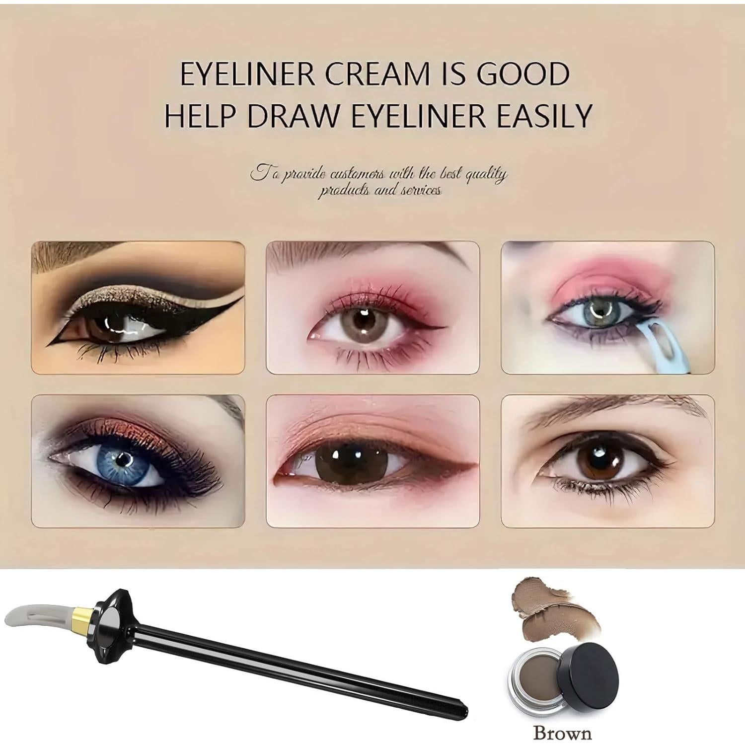 Set de Delineador de Ojos Ylapagne con Brocha de Silicona y Crema