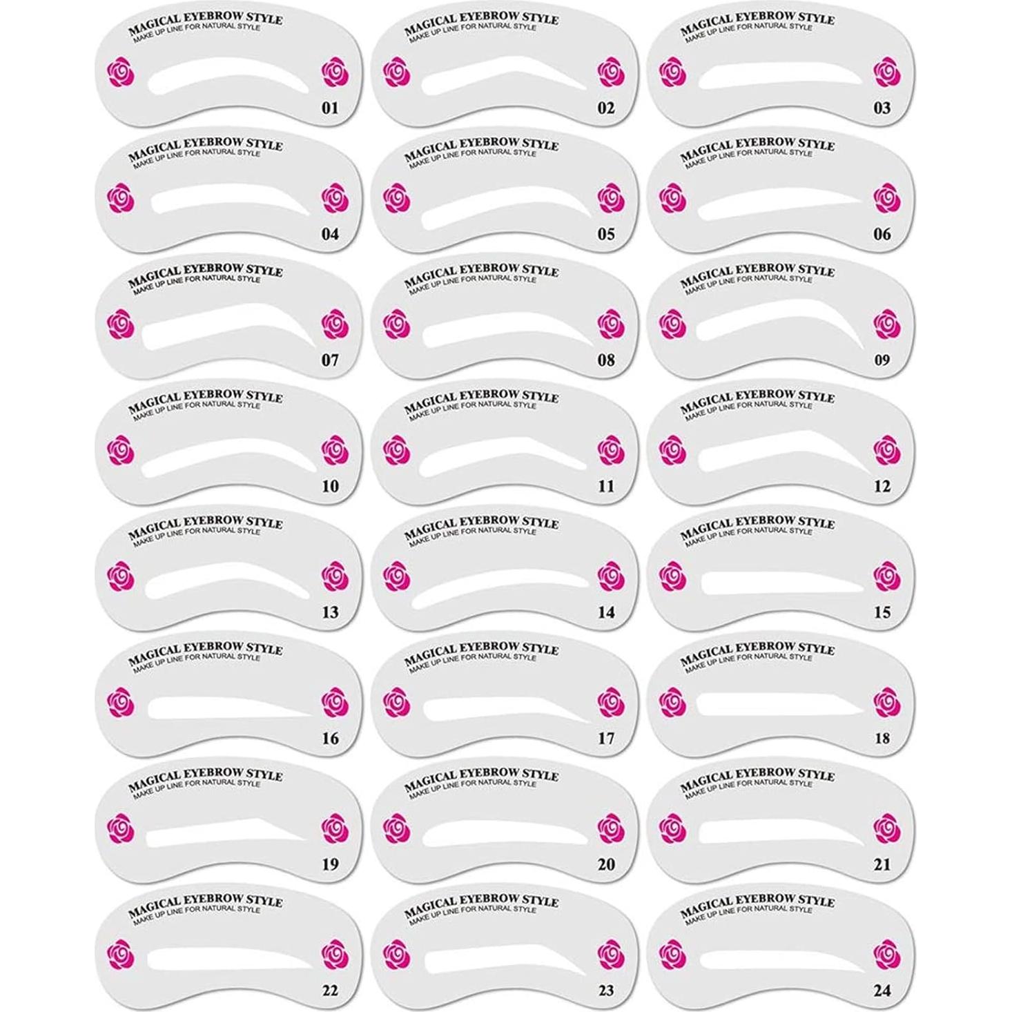 Kit de 24 Plantillas para Cejas Kalolary - Reutilizables y Fáciles