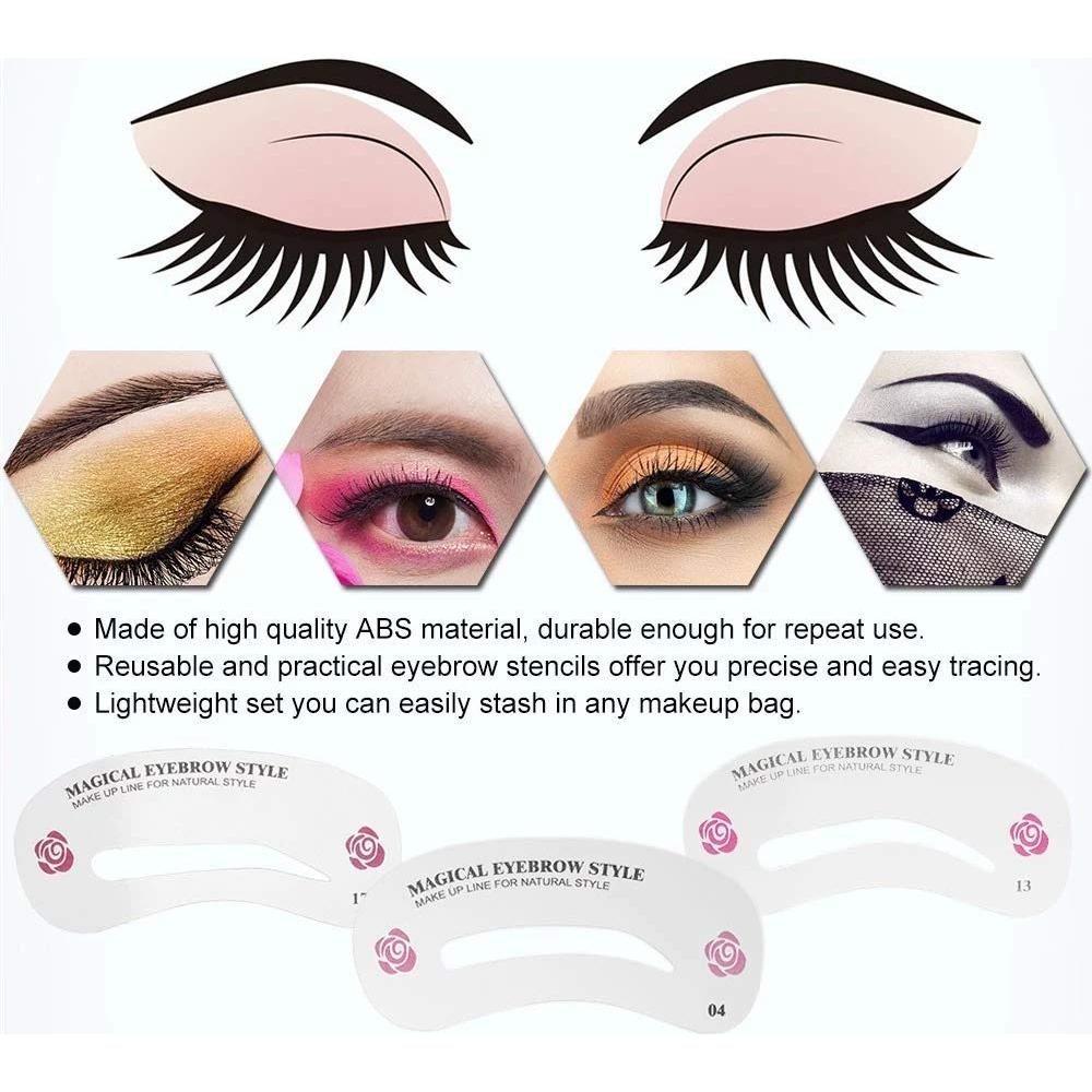 Kit de 24 Plantillas para Cejas Kalolary - Reutilizables y Fáciles