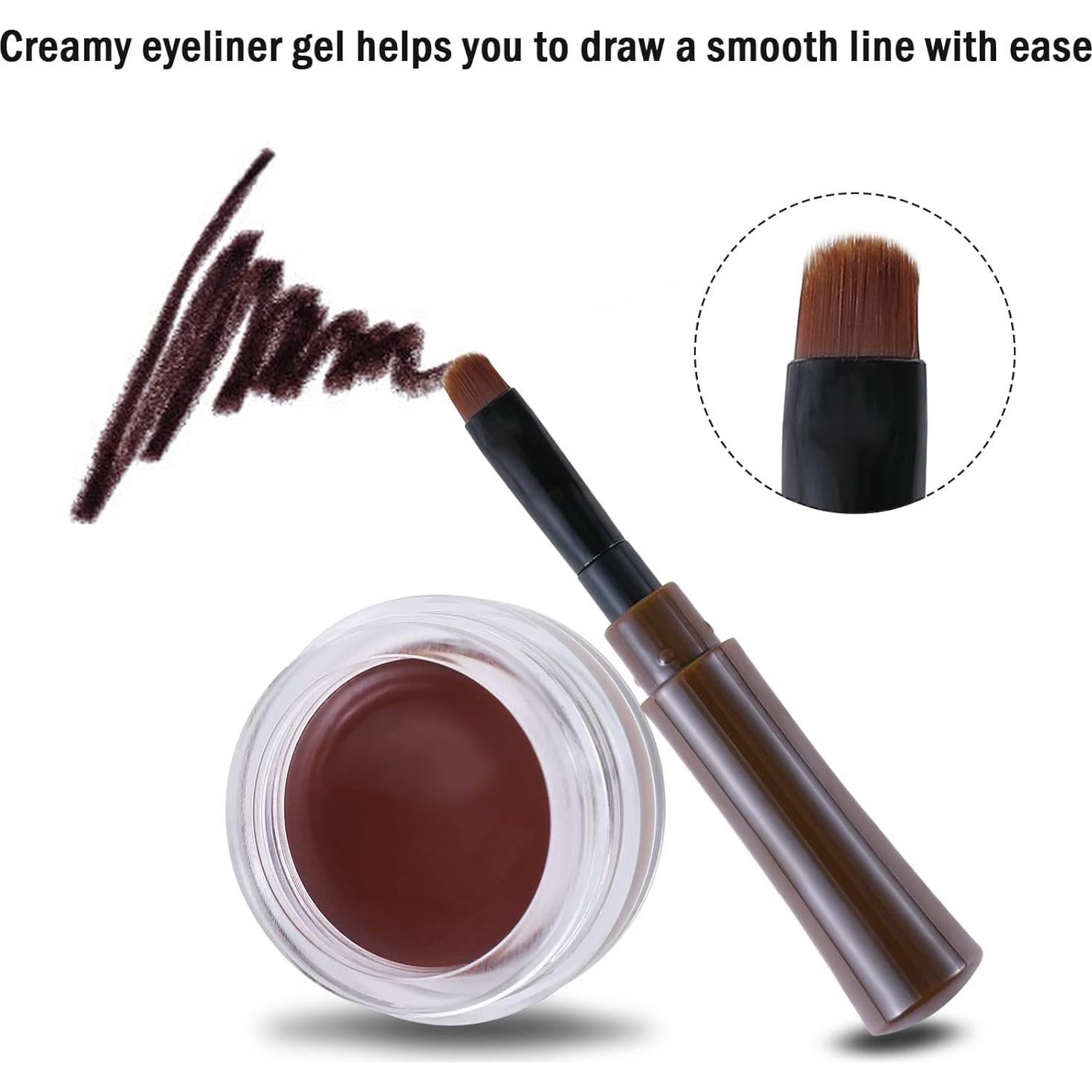 Delineador de Gel Impermeable Boobeen Marrón 30g - Larga Duración