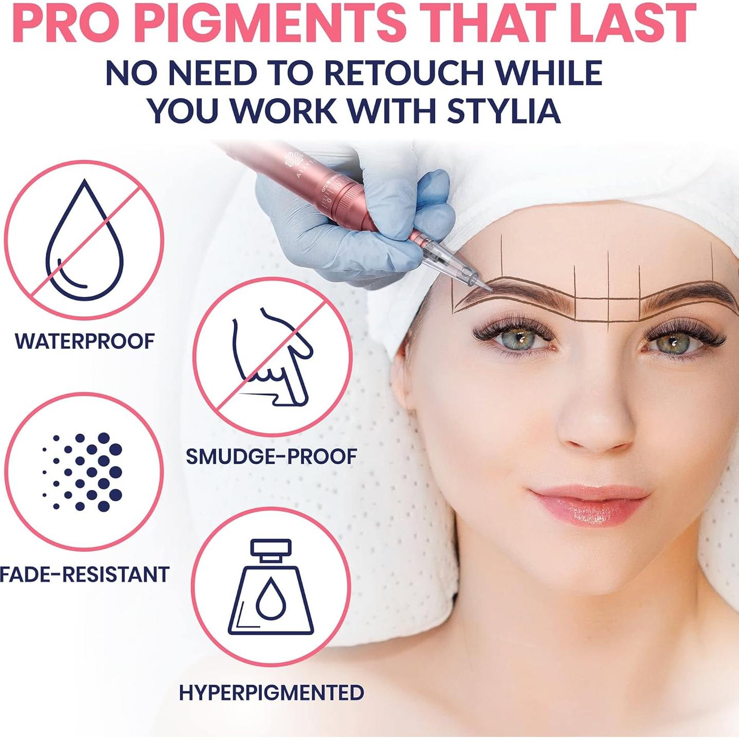 Lápices de Cejas Impermeables Stylia - 12PC Negro