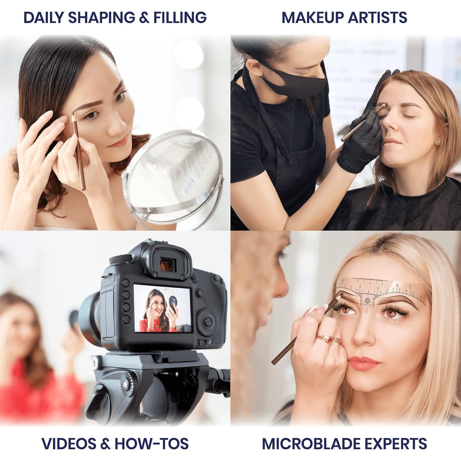 Lápices de Cejas Impermeables Stylia - 12PC Negro