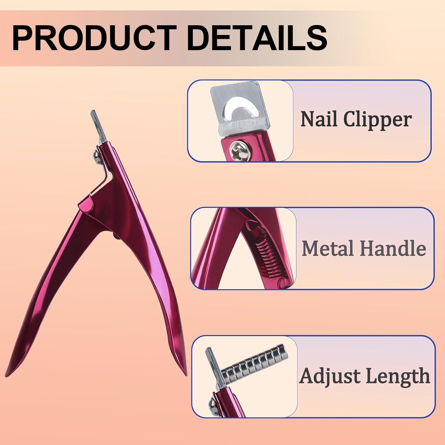 Cortador de Uñas Acrílicas XIRON Ajustable Rosa 16.5cm