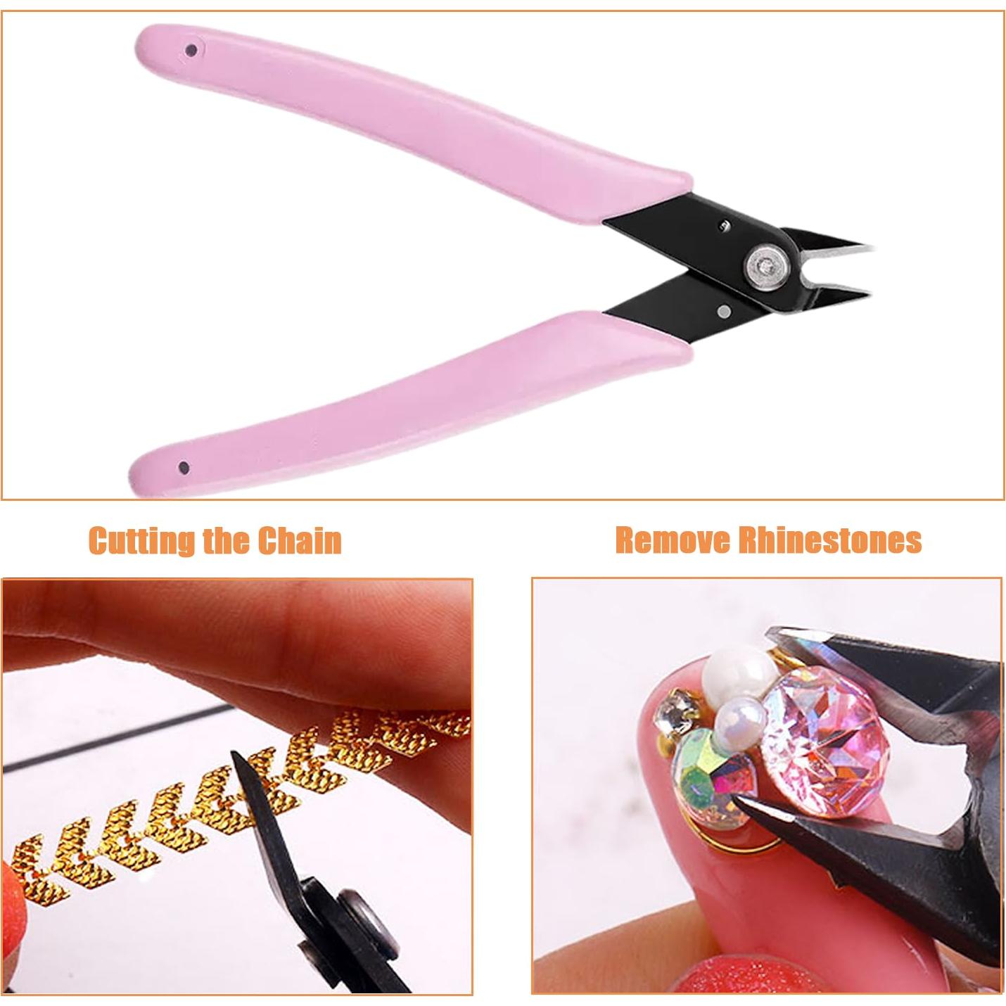 Removedor de Decoraciones de Uñas GULELAYAR Acero Inoxidable Rosa