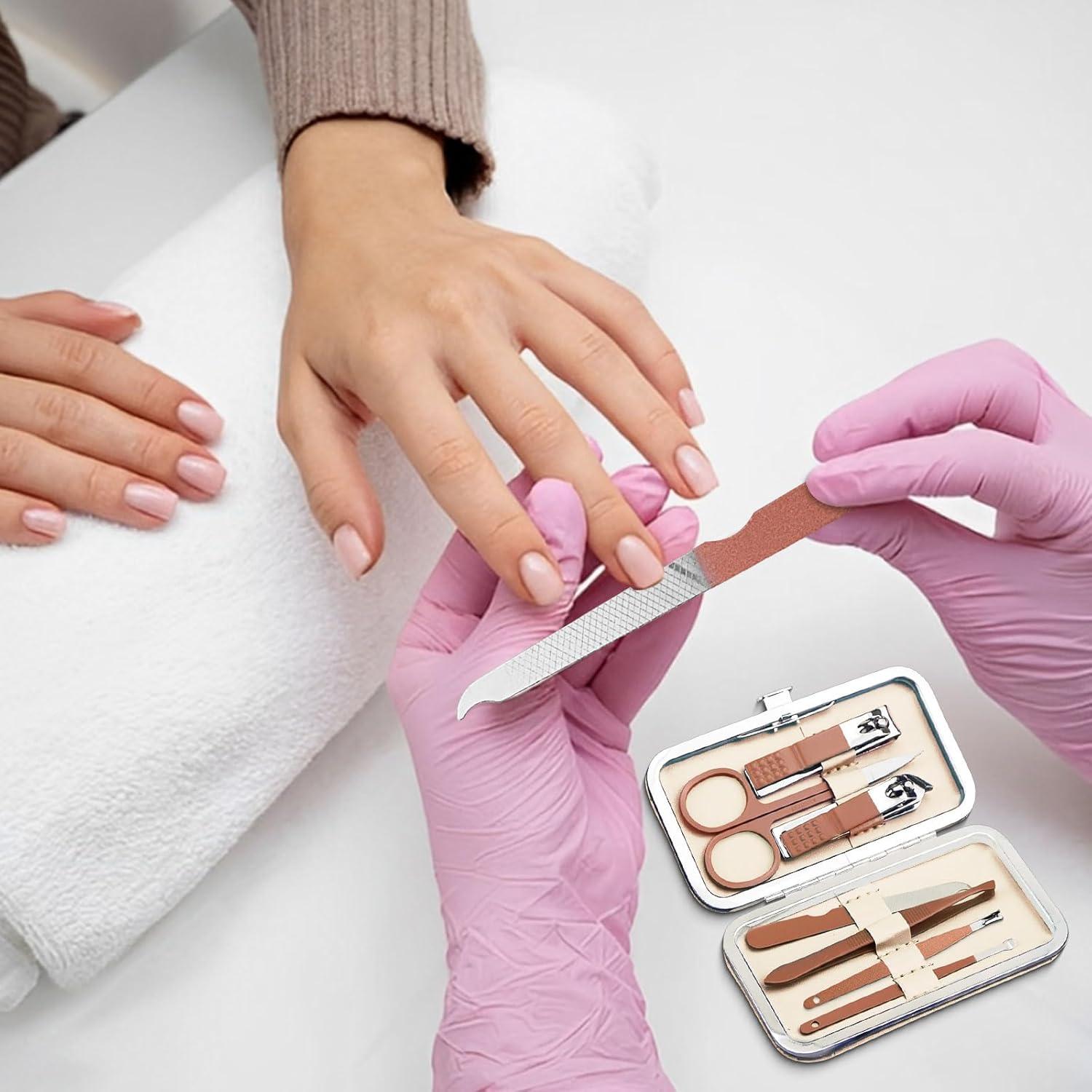 Kit de Manicura Terdey 7 en 1 Acero Inoxidable Rosa 24 Pzas