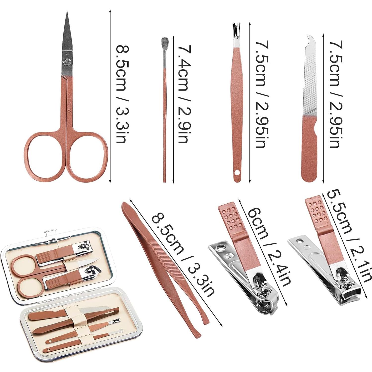 Kit de Manicura Terdey 7 en 1 Acero Inoxidable Rosa 24 Pzas