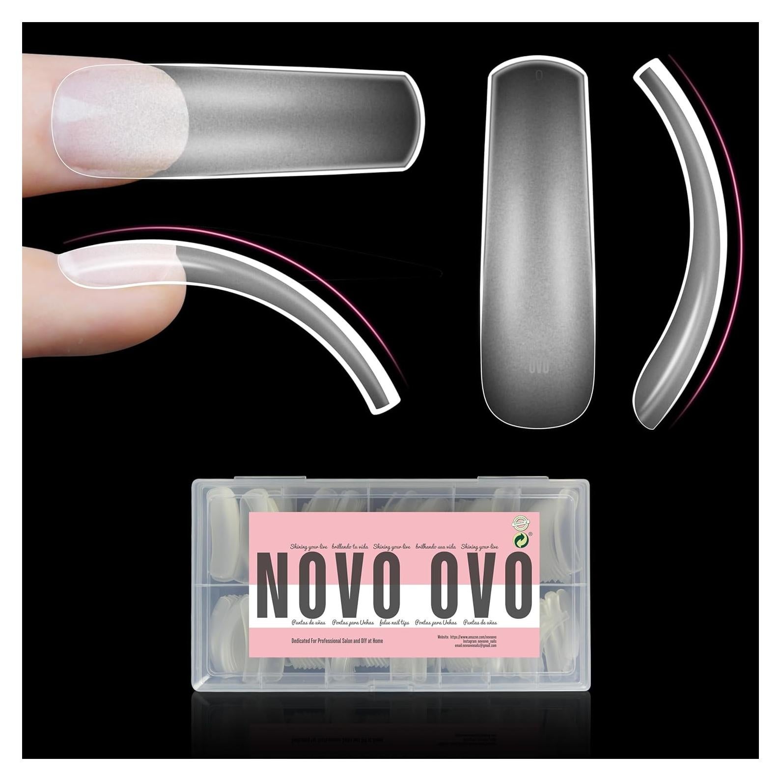 Puntas de Uñas Curvadas NOVO OVO XXL Gel Acrílico 300pcs