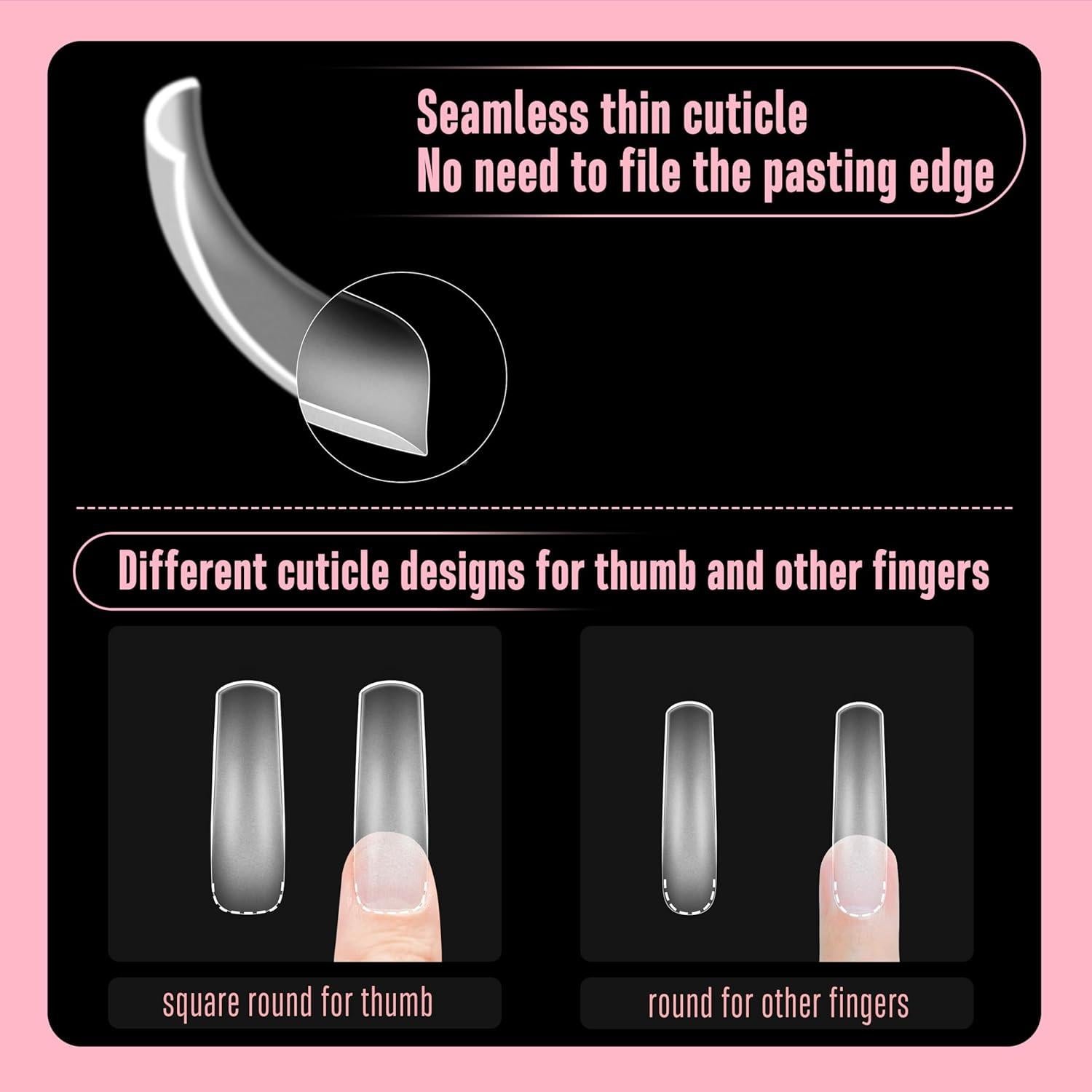 Puntas de Uñas Curvadas NOVO OVO XXL Gel Acrílico 300pcs