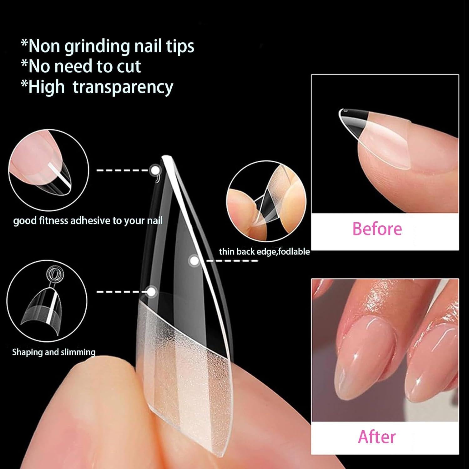 Puntas de Uñas Almendra y Cuadradas WOWITIS 480 Pcs