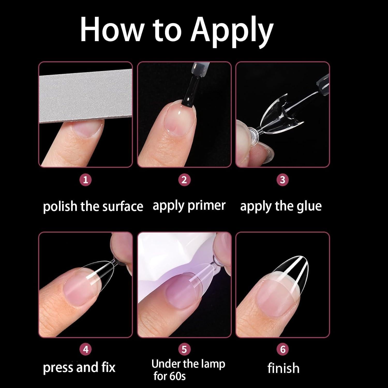 Puntas de Uñas Almendra y Cuadradas WOWITIS 480 Pcs