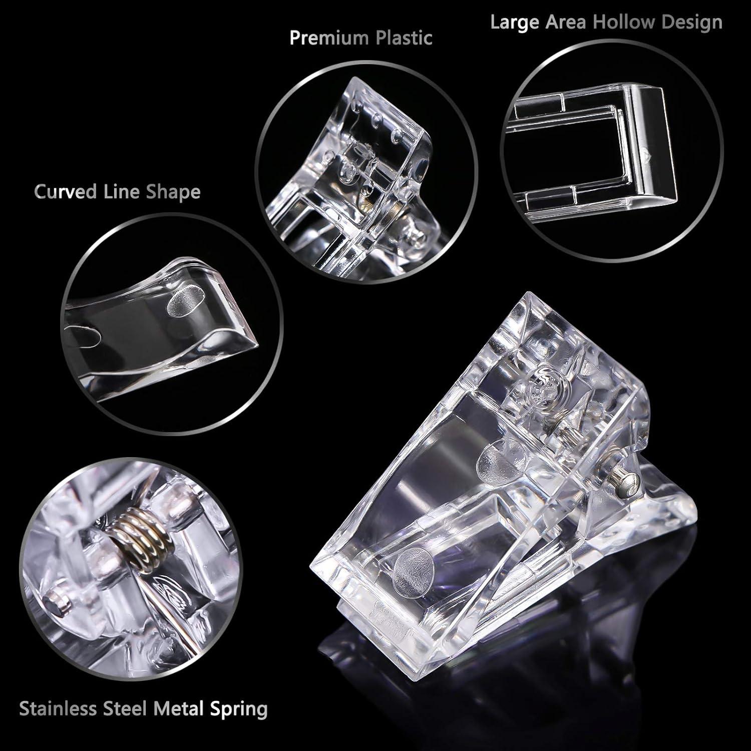 10 Clips Transparentes MIKIMIQI para Uñas de Gel + Cortador