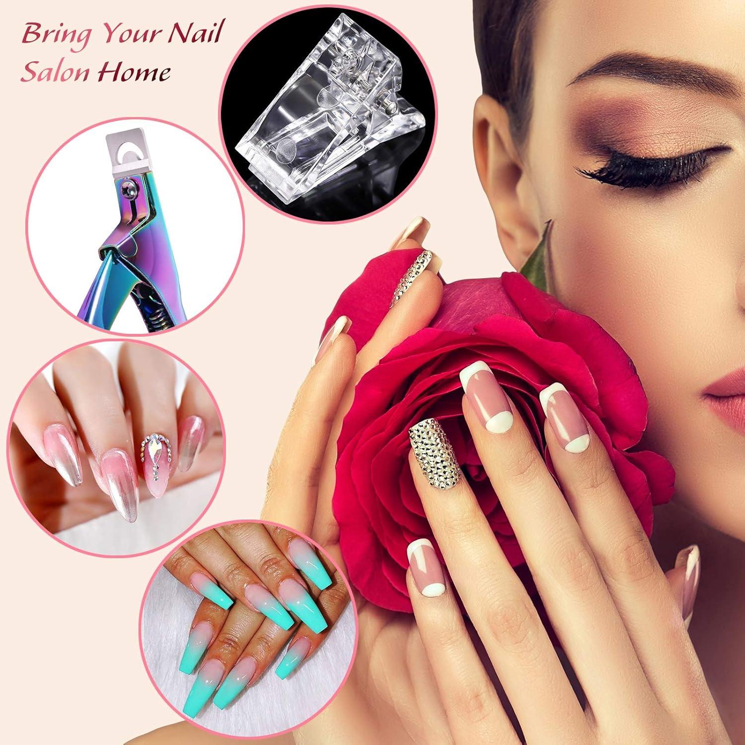 10 Clips Transparentes MIKIMIQI para Uñas de Gel + Cortador