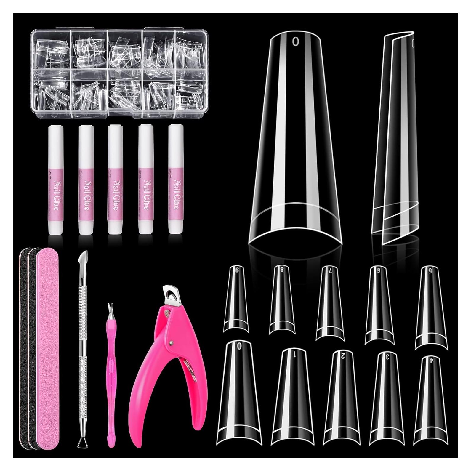 Juego de Puntas de Uñas Acrílicas Transparentes MORGLES 500 Pcs