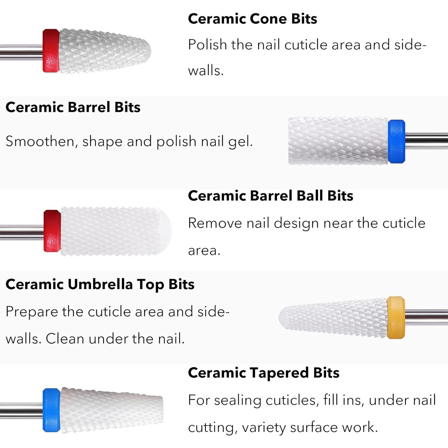 10 Piezas Brocas de Uñas Cerámica Homeet para Manicura