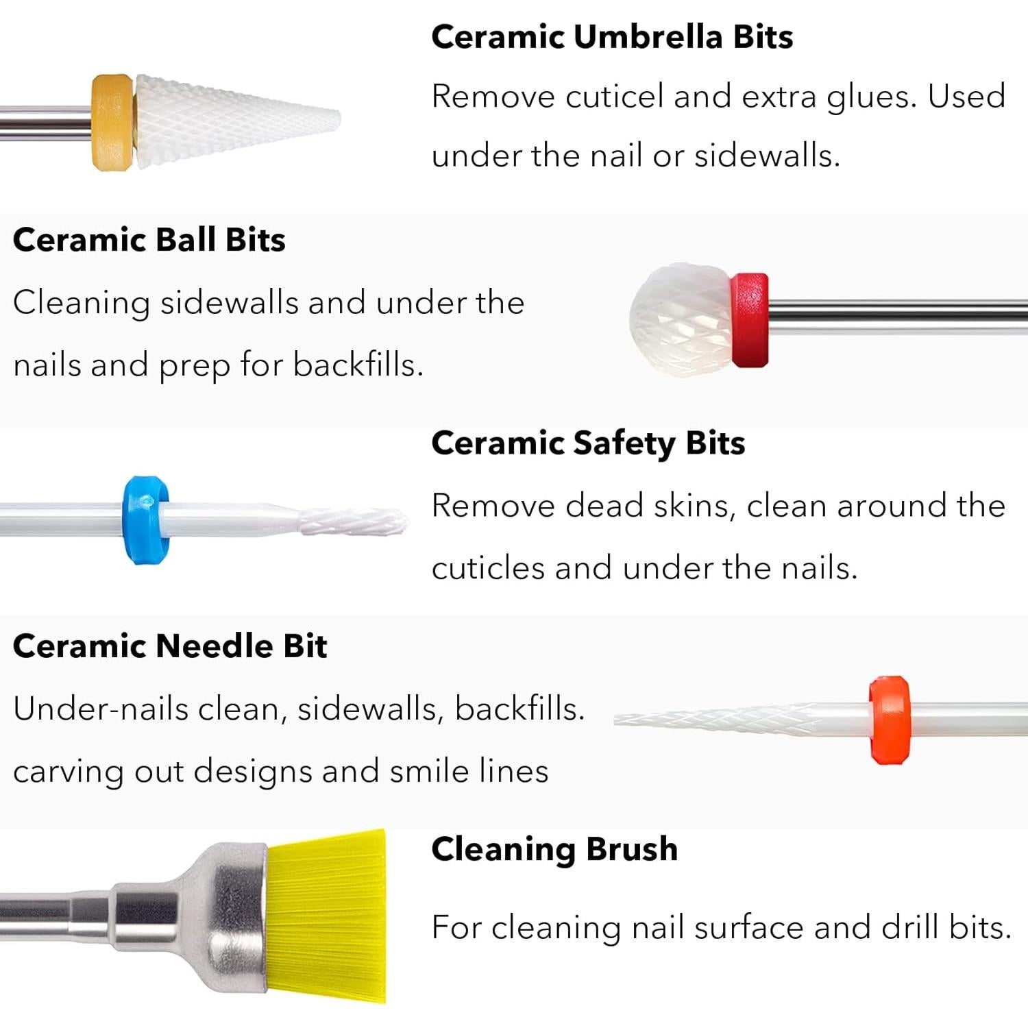 10 Piezas Brocas de Uñas Cerámica Homeet para Manicura