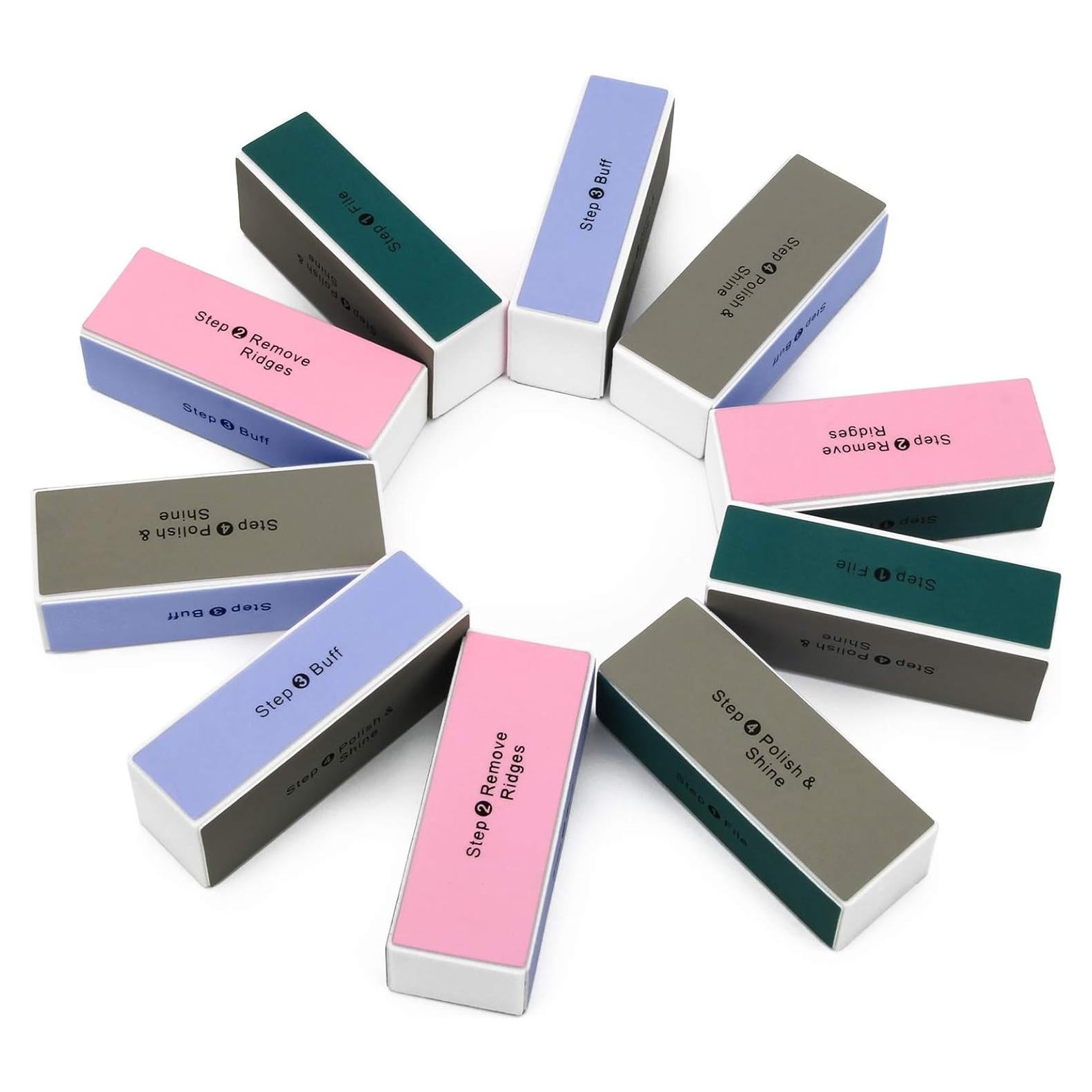 Bloque de Pulido de Uñas AHIER 10 Piezas 4 Vías Colorido