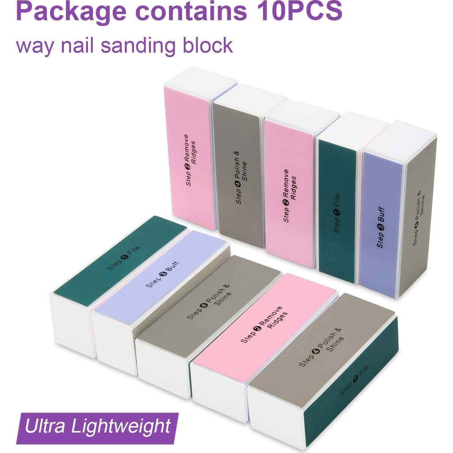 Bloque de Pulido de Uñas AHIER 10 Piezas 4 Vías Colorido