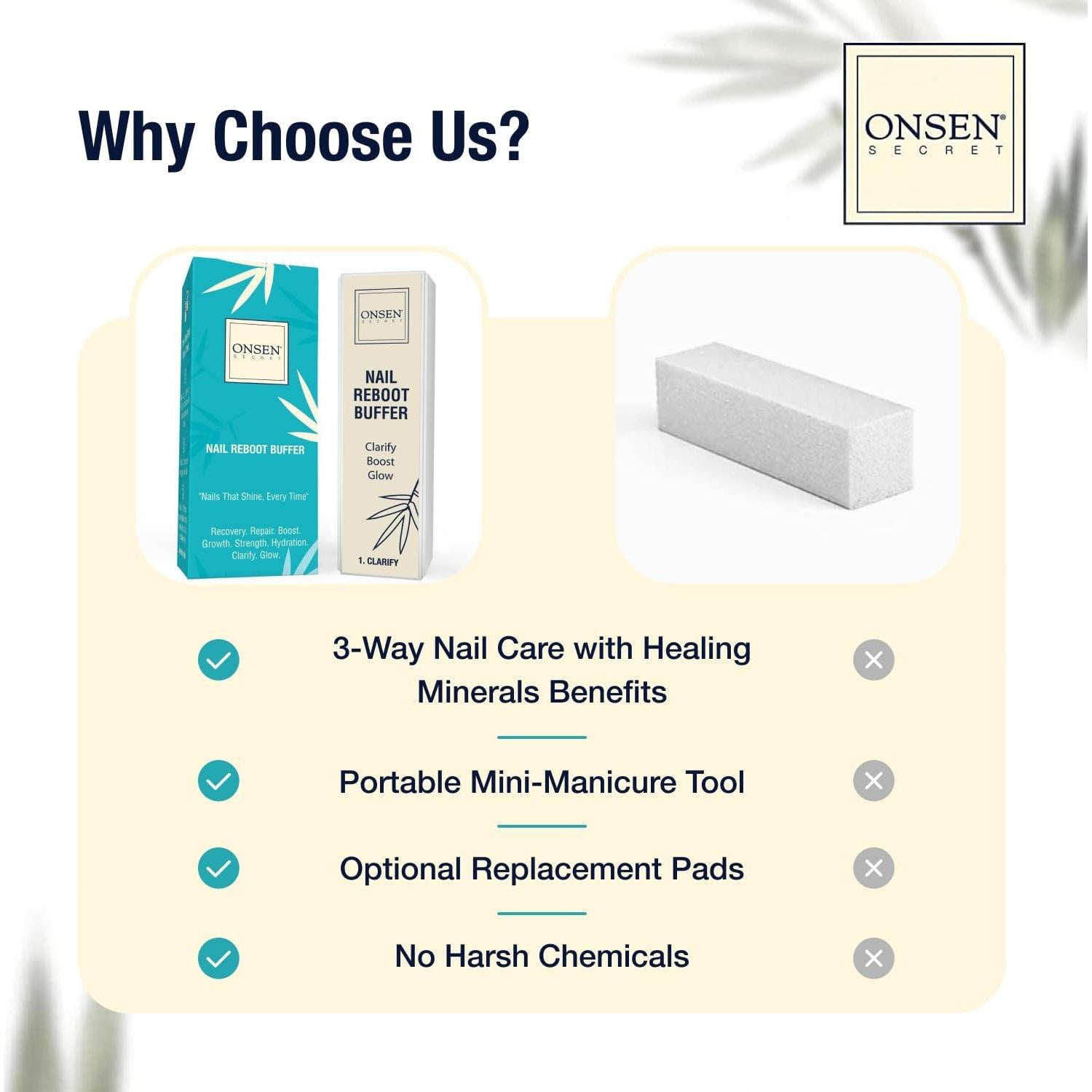 Pads de Reemplazo Onsen Secret para Bloque de Pulido de Uñas - 12 Unidades