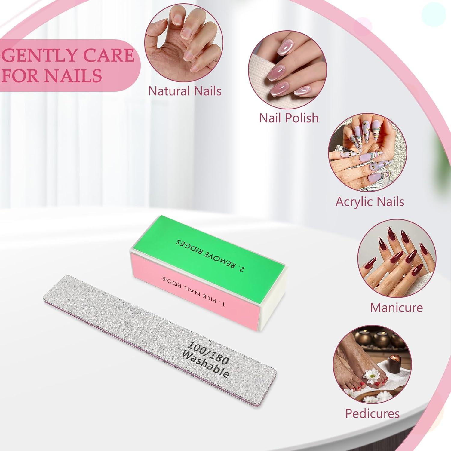 Juego de Lima y Bloque de Pulido de Uñas LNAUJS Rosa