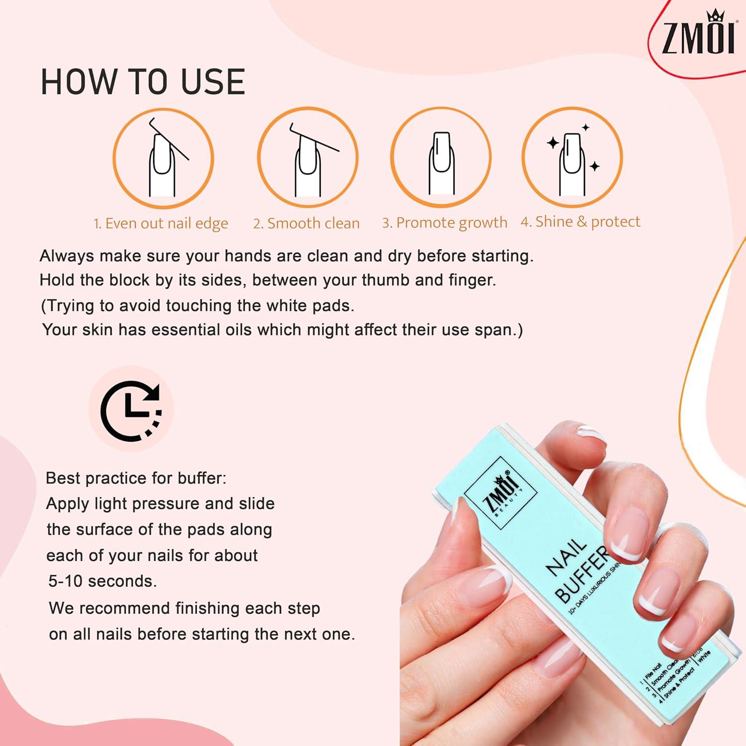 Bloque de Pulido de Uñas ZMOI - Paquete de 2 - 4 Vías