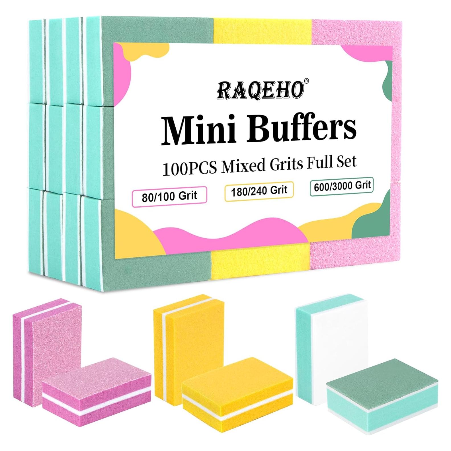 Bloque de Pulido de Uñas Mini 100 Pcs RAQEHO 80-3000 Grano