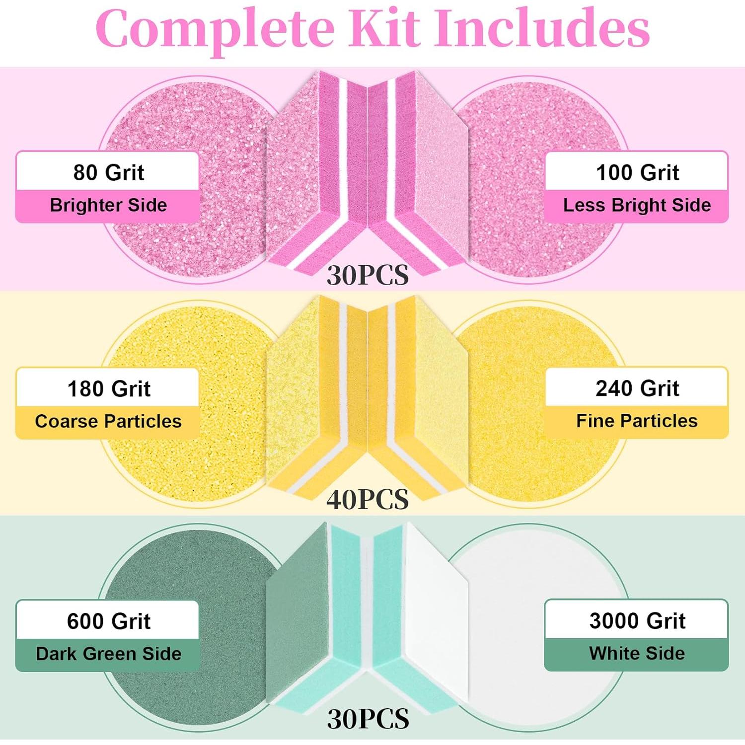 Bloque de Pulido de Uñas Mini 100 Pcs RAQEHO 80-3000 Grano