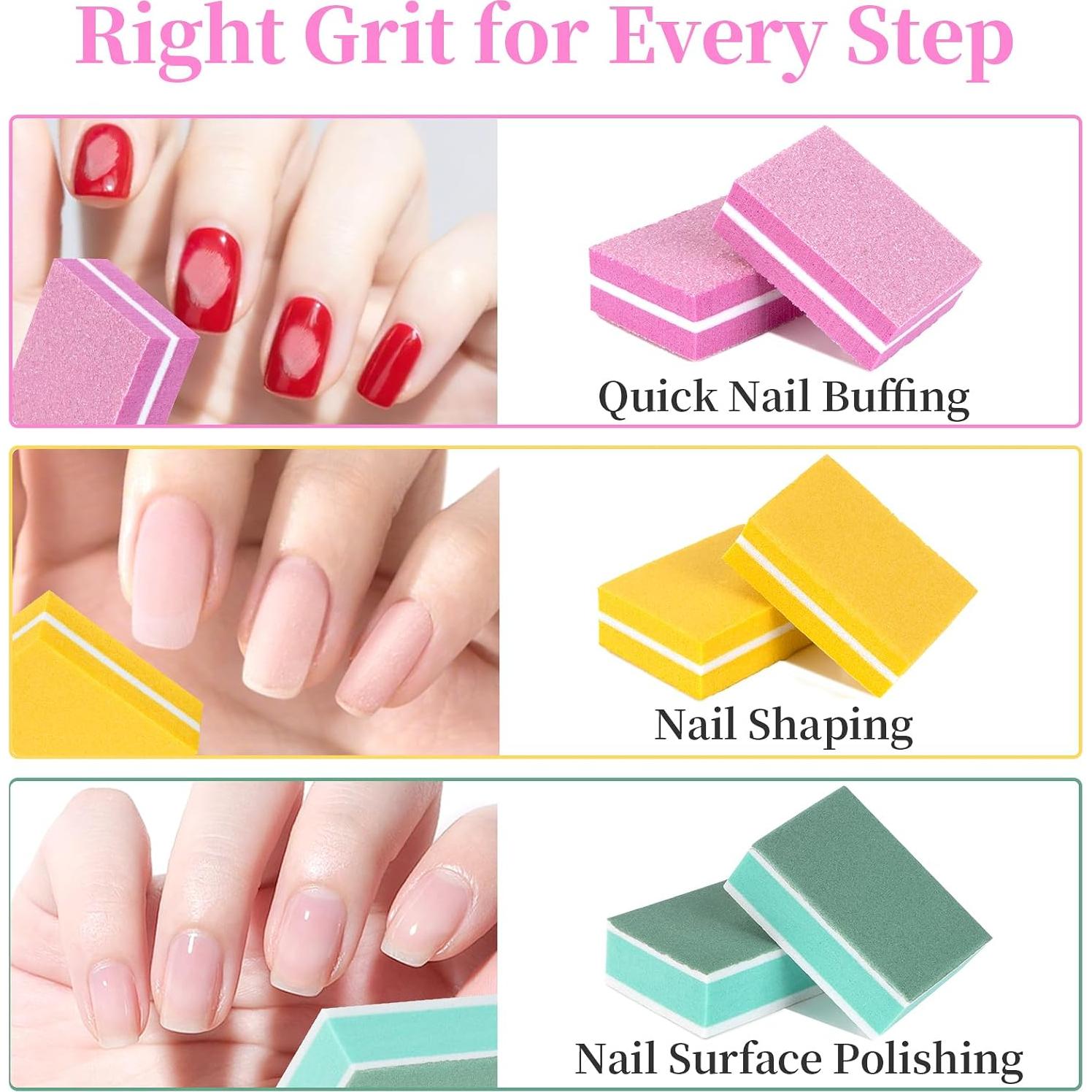 Bloque de Pulido de Uñas Mini 100 Pcs RAQEHO 80-3000 Grano