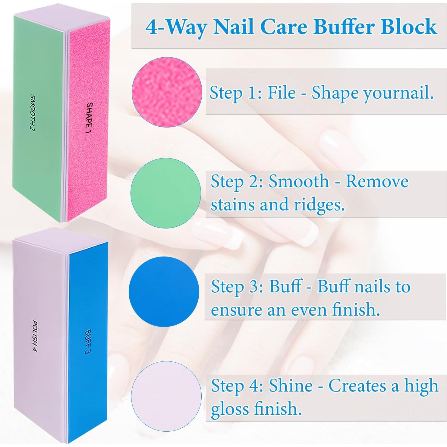 Bloques de Pulido de Uñas Qiifaiikooii 4 Pcs Grano 120-3000