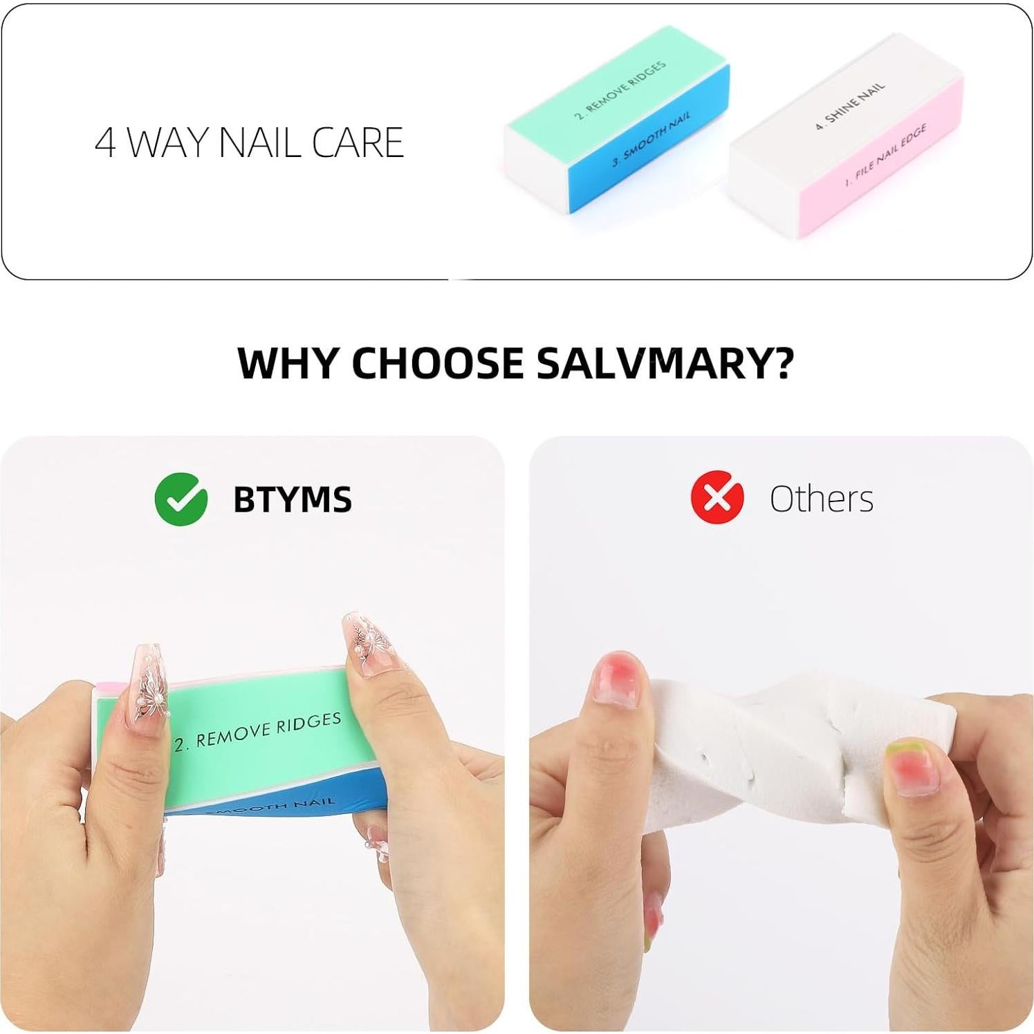 Bloques de Pulido de Uñas BTYMS - 10 Pcs 4 Vías