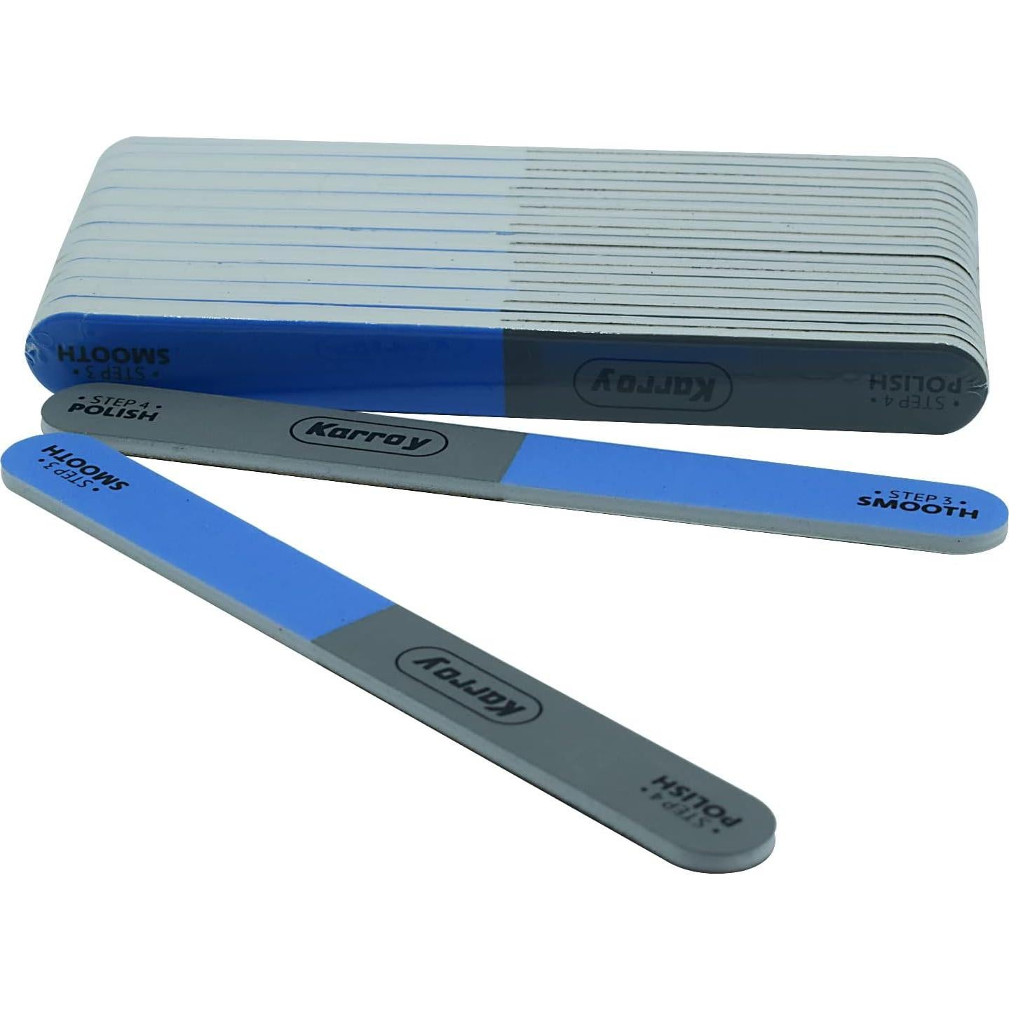 Lima y Pulidor de Uñas Karroy 4 en 1 Doble Cara 20pcs