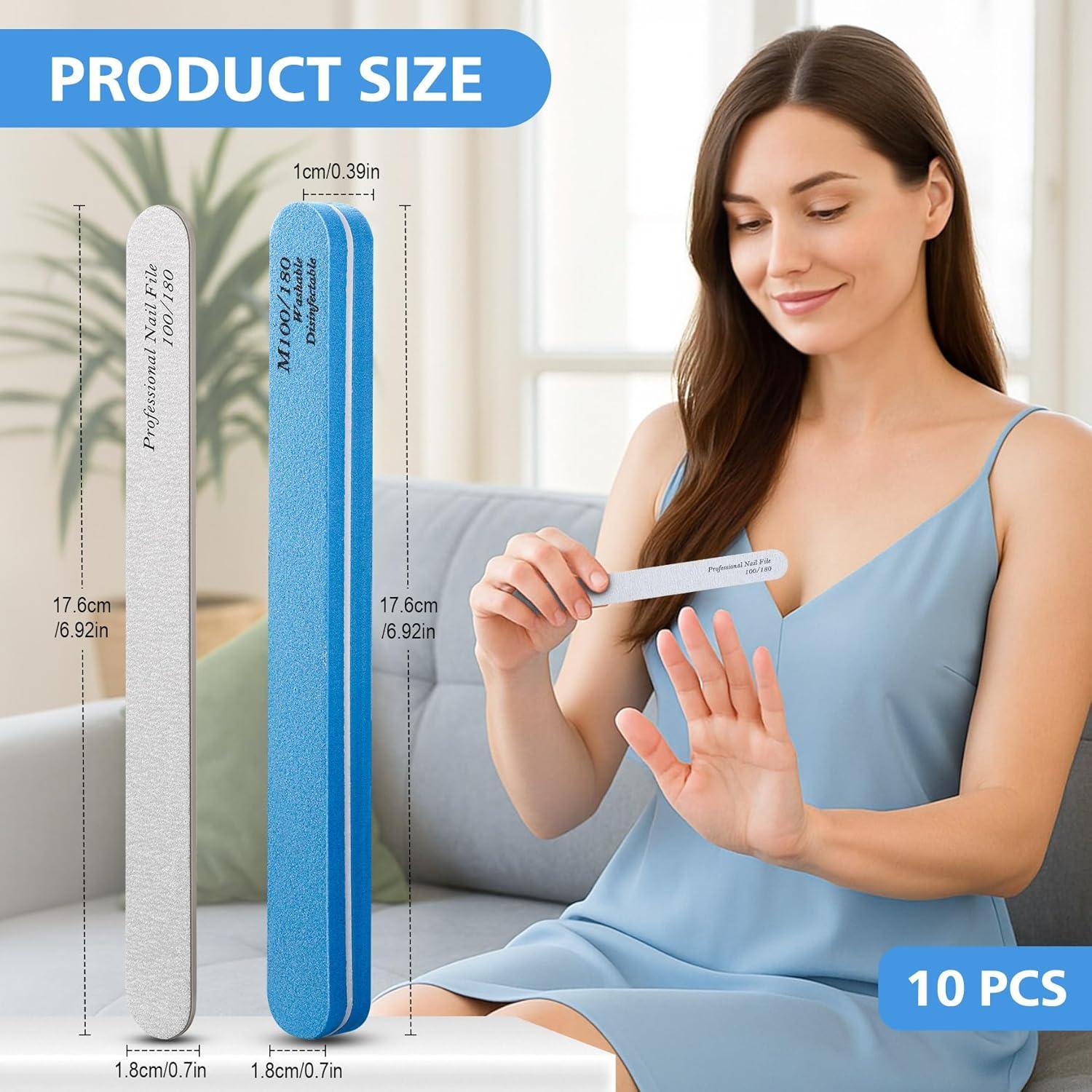 Set de Archivos de Uñas BALUCA 10 Piezas 100/180 Grano Azul