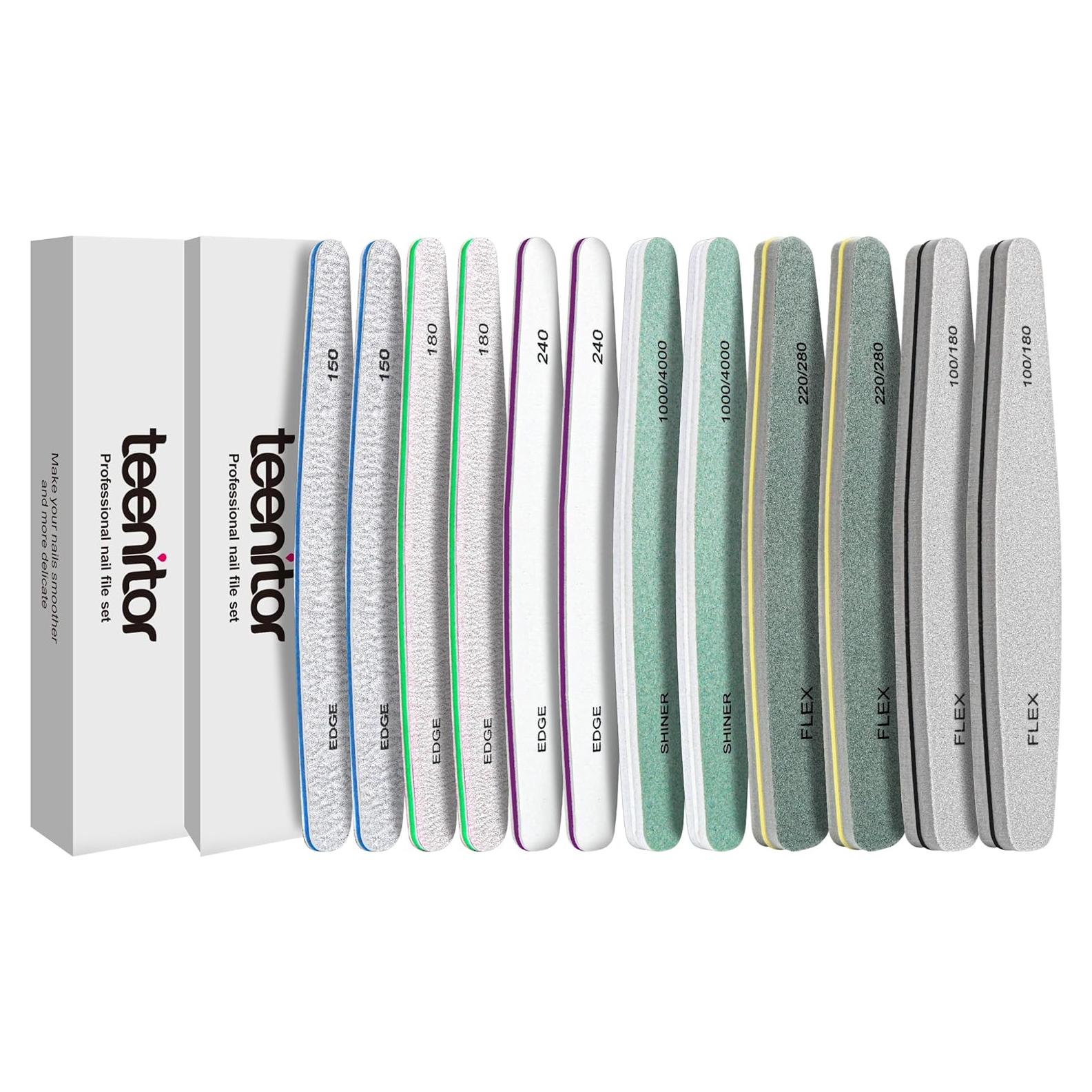 Conjunto de 12 Limas de Uñas Teenitor 100/180 Grano