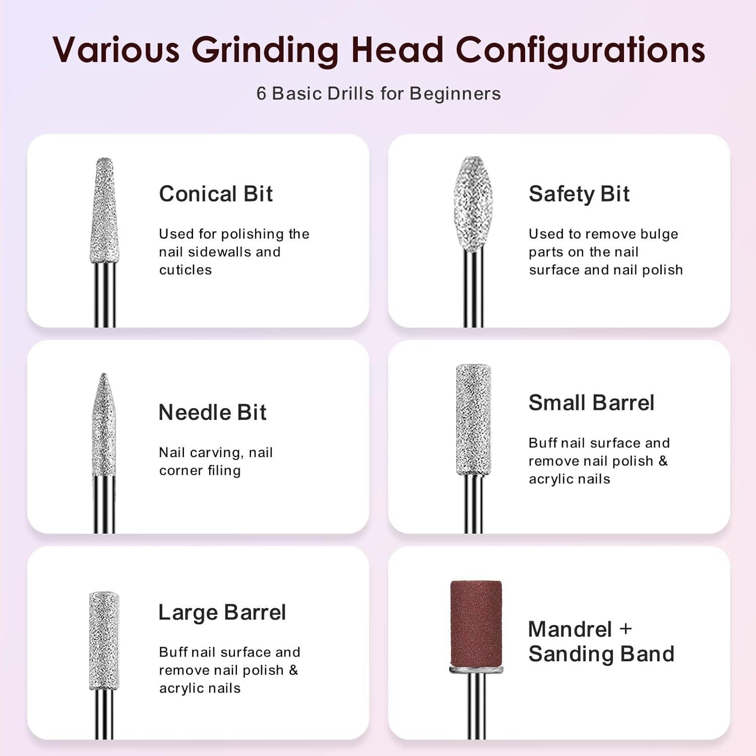 Taladro Eléctrico de Uñas Inalámbrico COSLUS C20 - 6 Puntas