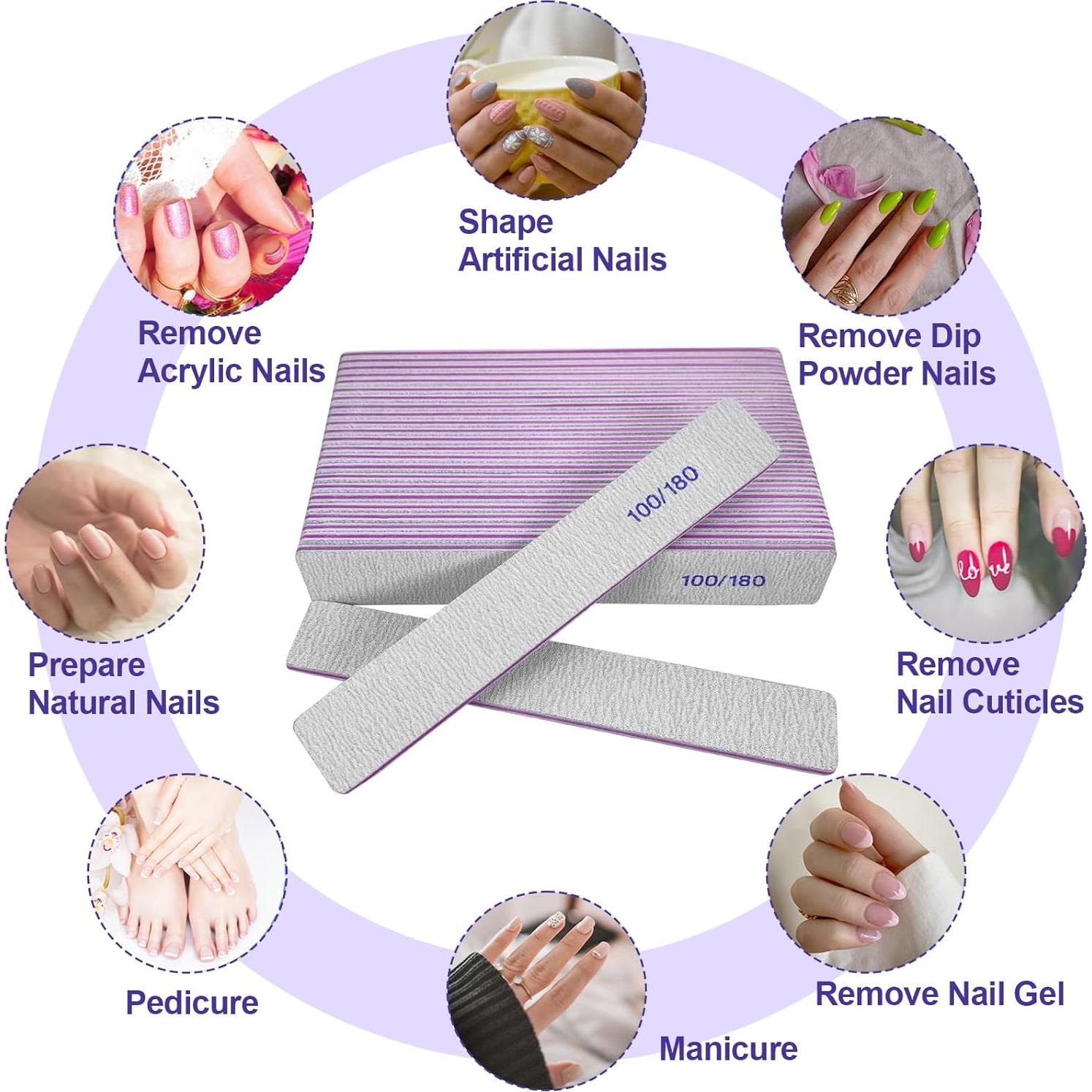 Limas de Uñas HomeyEra 24 Pcs Doble Cara 100/180 Granos