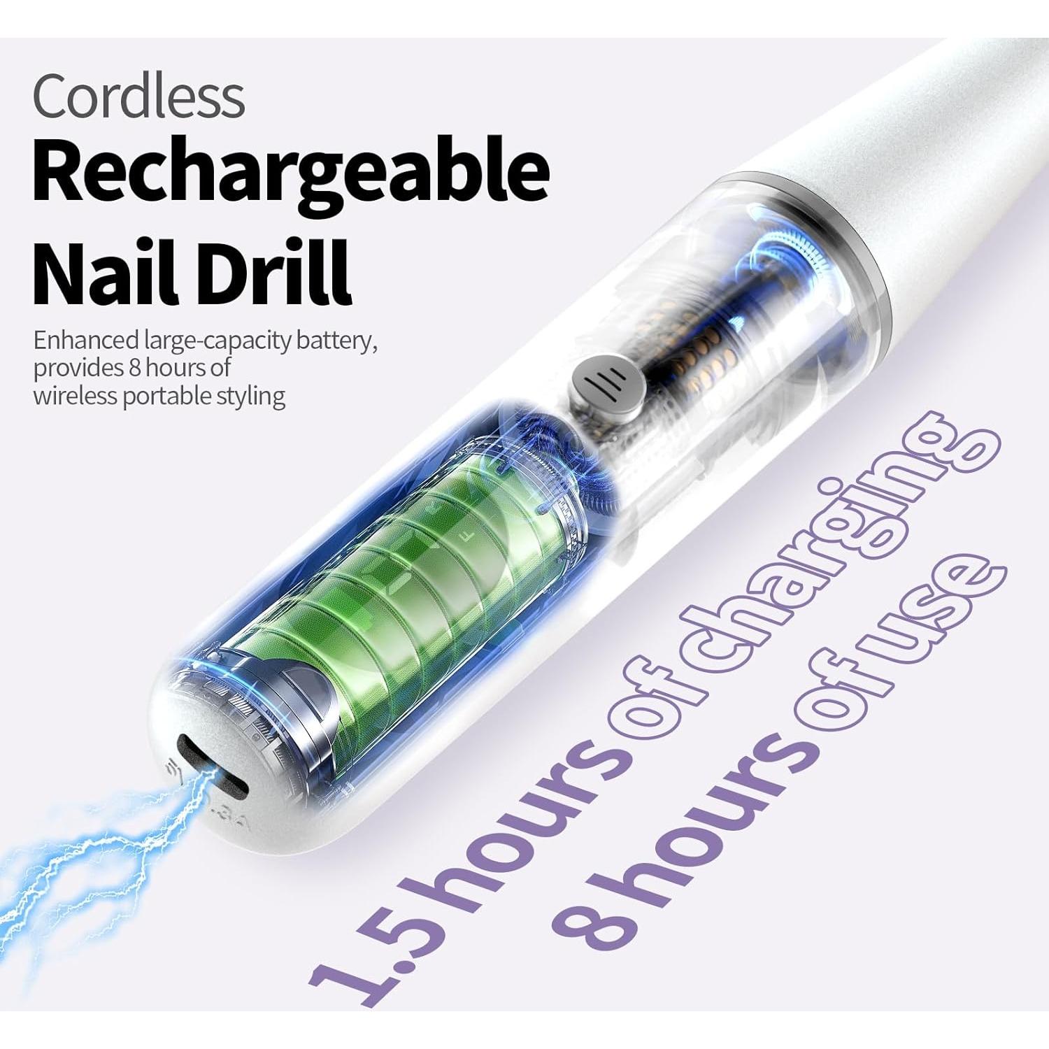 Taladro de Uñas Eléctrico Ccigedy 9 Velocidades Inalámbrico