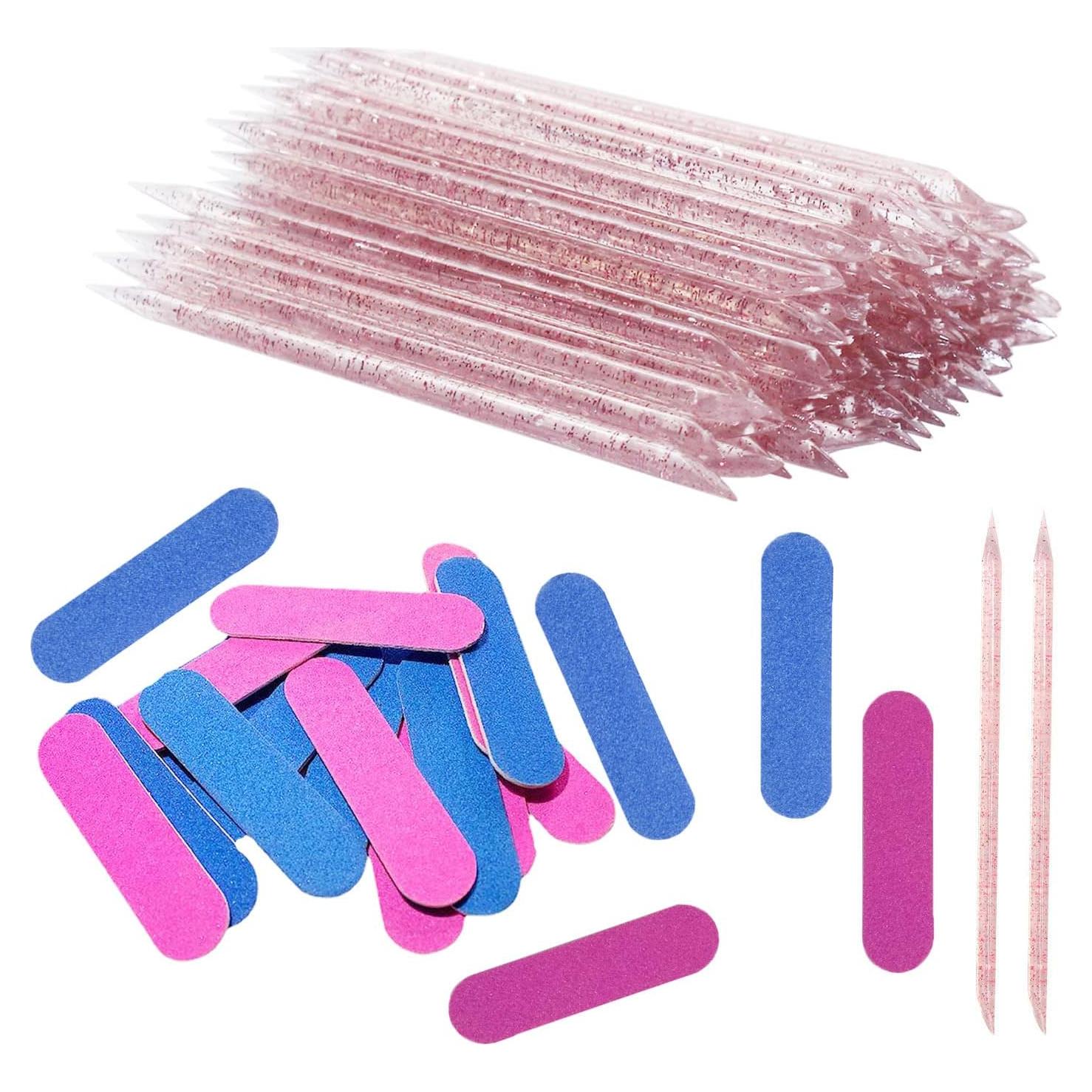 100 PCS Palitos de Uñas y Limas Doble Cara Rosa Ourart