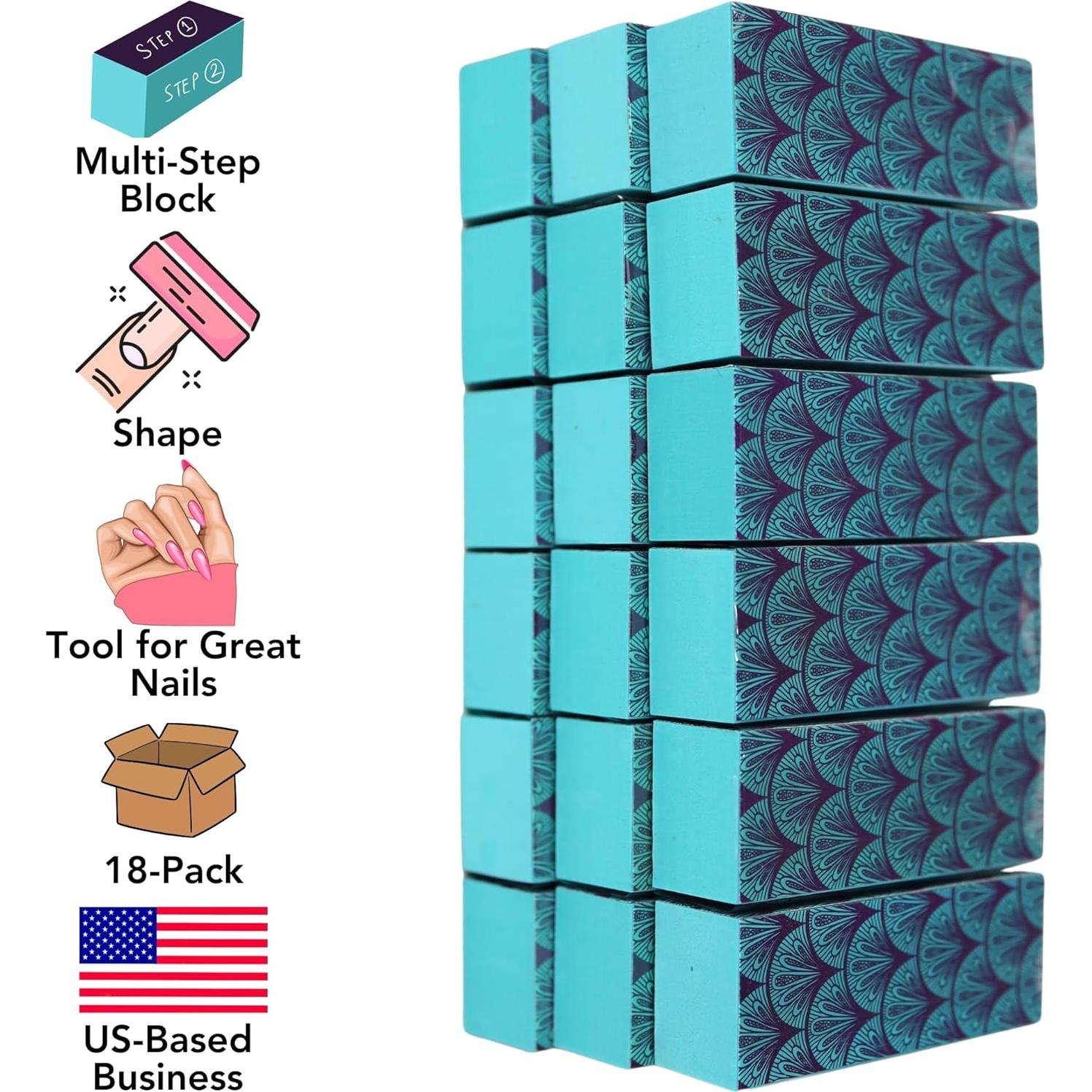 Bloques de Pulido de Uñas Iconikal, Paquete de 18, Damasco Verde