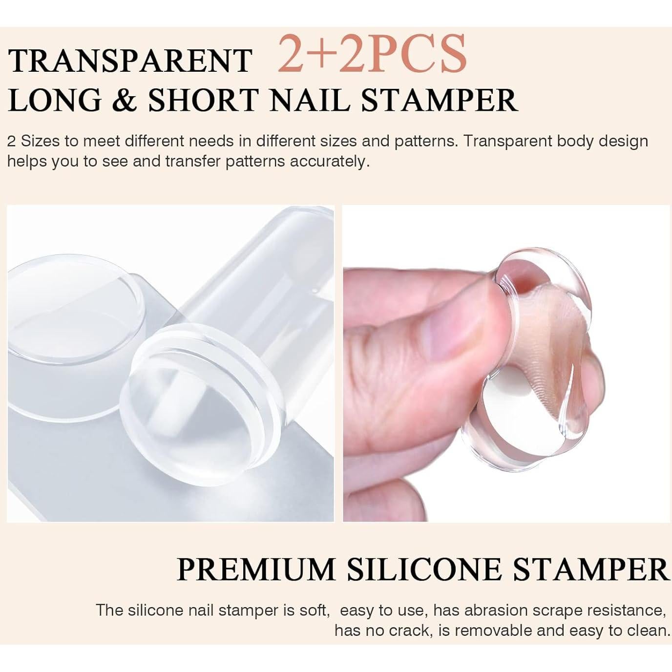 Kit de Sello de Uñas Saviland 8PCS Silicona Transparente