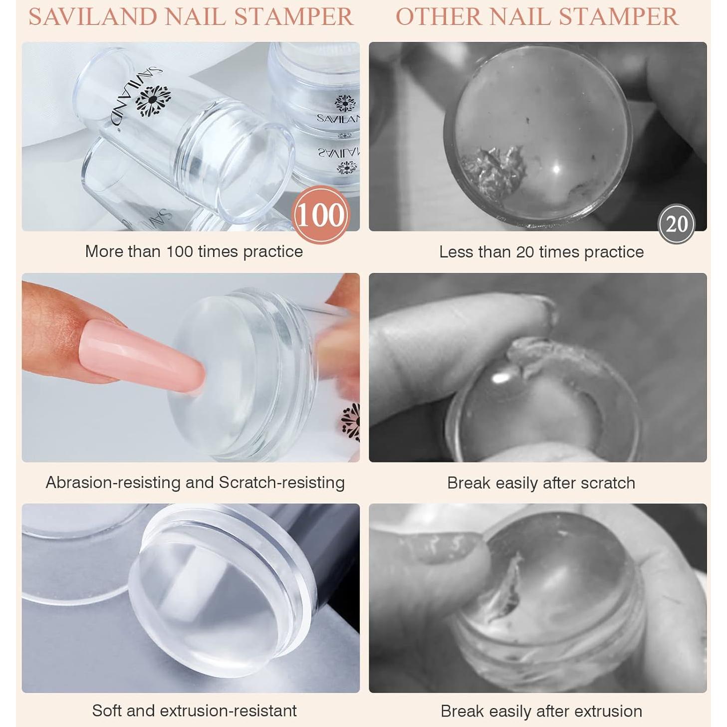 Kit de Sello de Uñas Saviland 8PCS Silicona Transparente