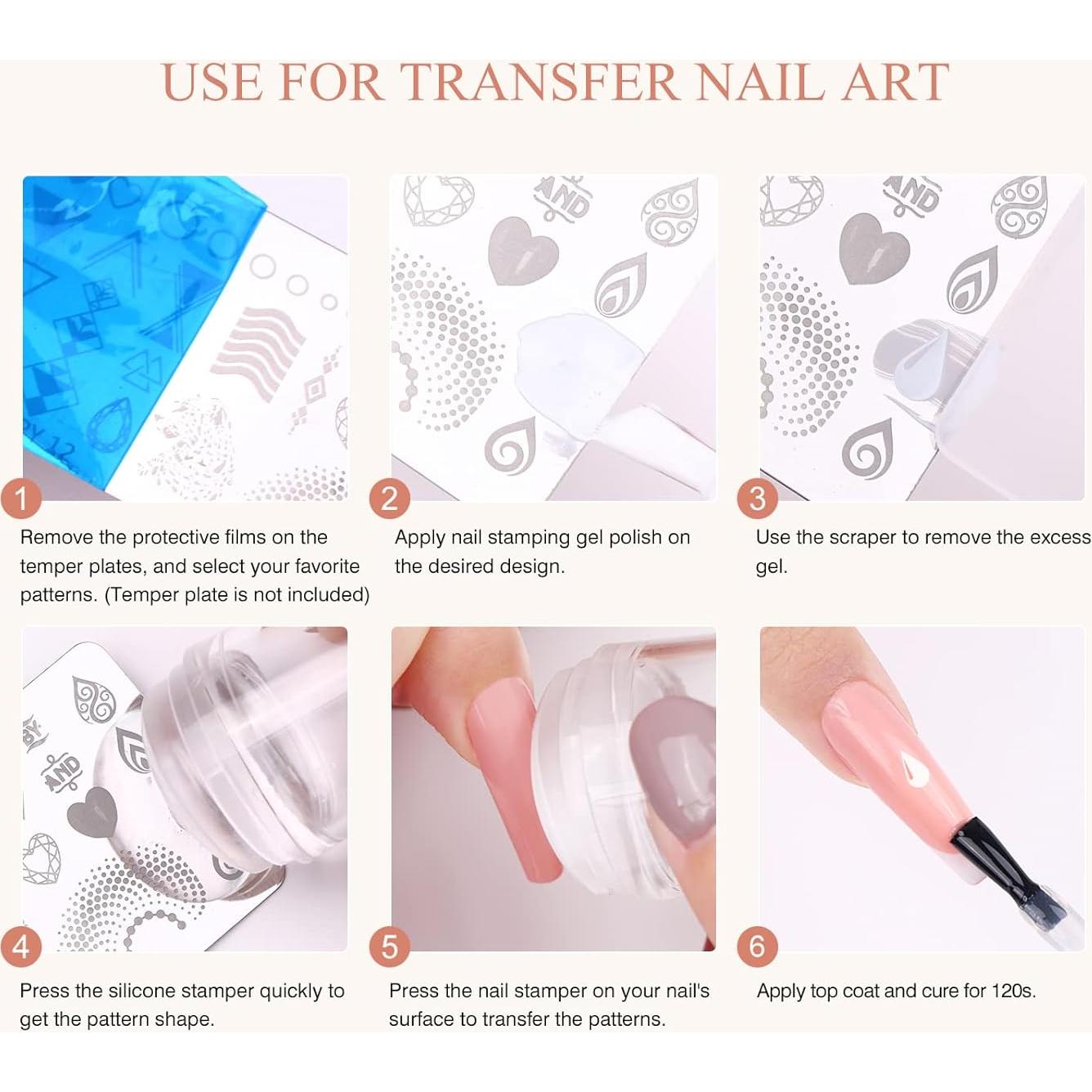 Kit de Sello de Uñas Saviland 8PCS Silicona Transparente