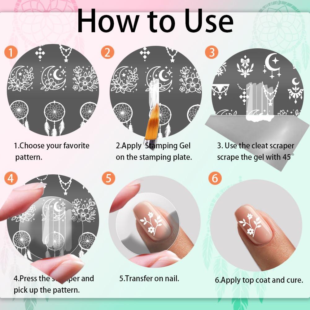 Kit de Estampado de Uñas PH PandaHall 5 Placas + Estampador