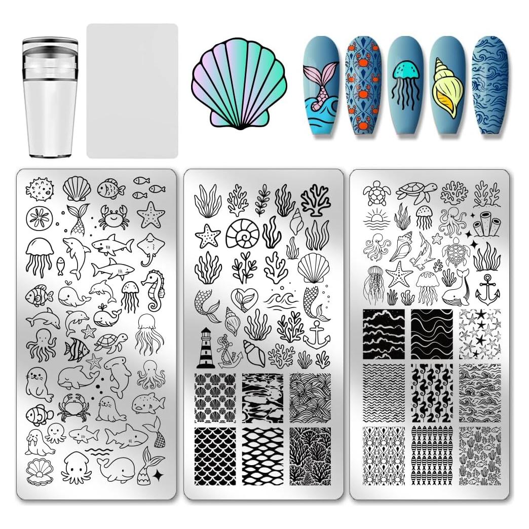 Kit de Estampado de Uñas Oceánico PH PandaHall 3 Piezas