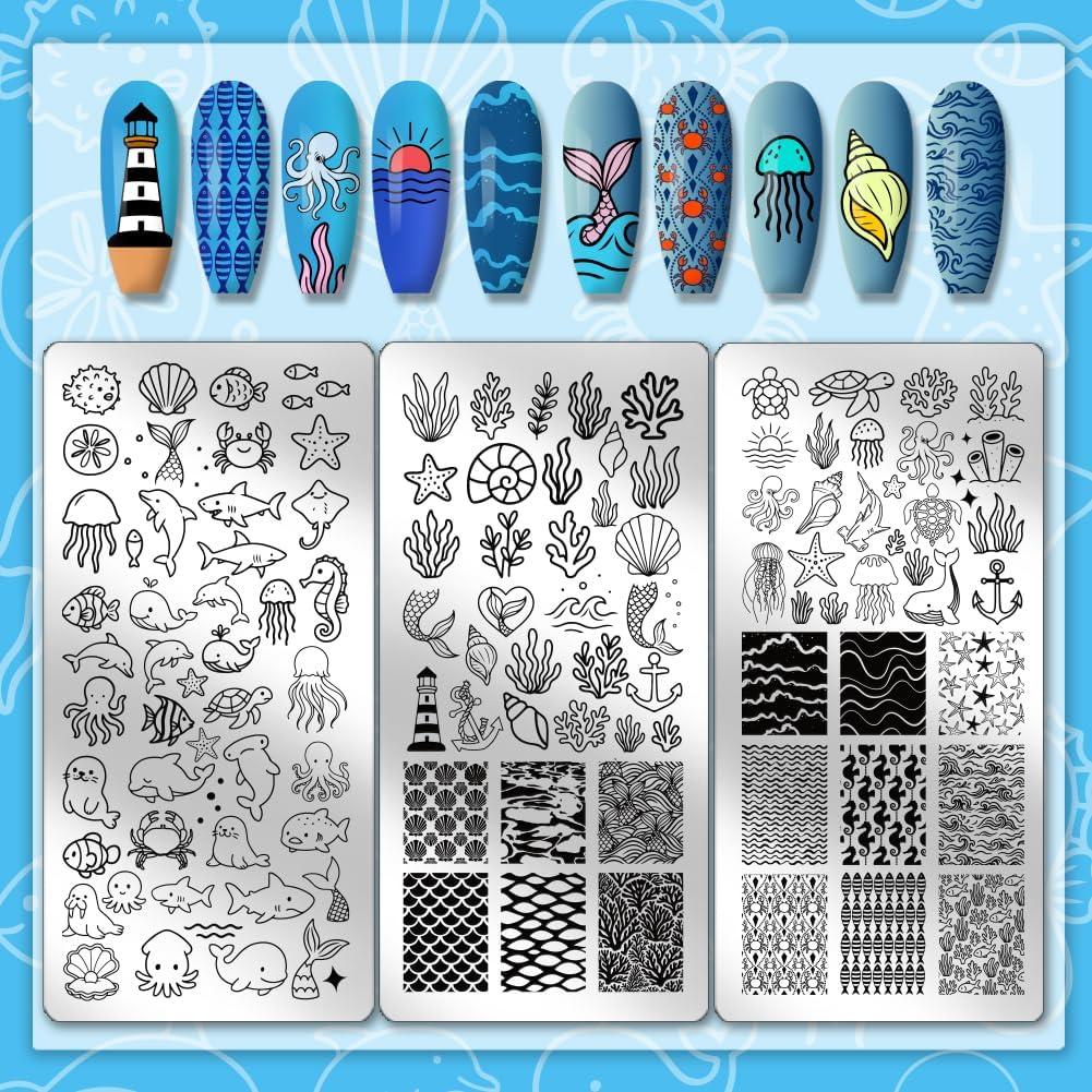 Kit de Estampado de Uñas Oceánico PH PandaHall 3 Piezas