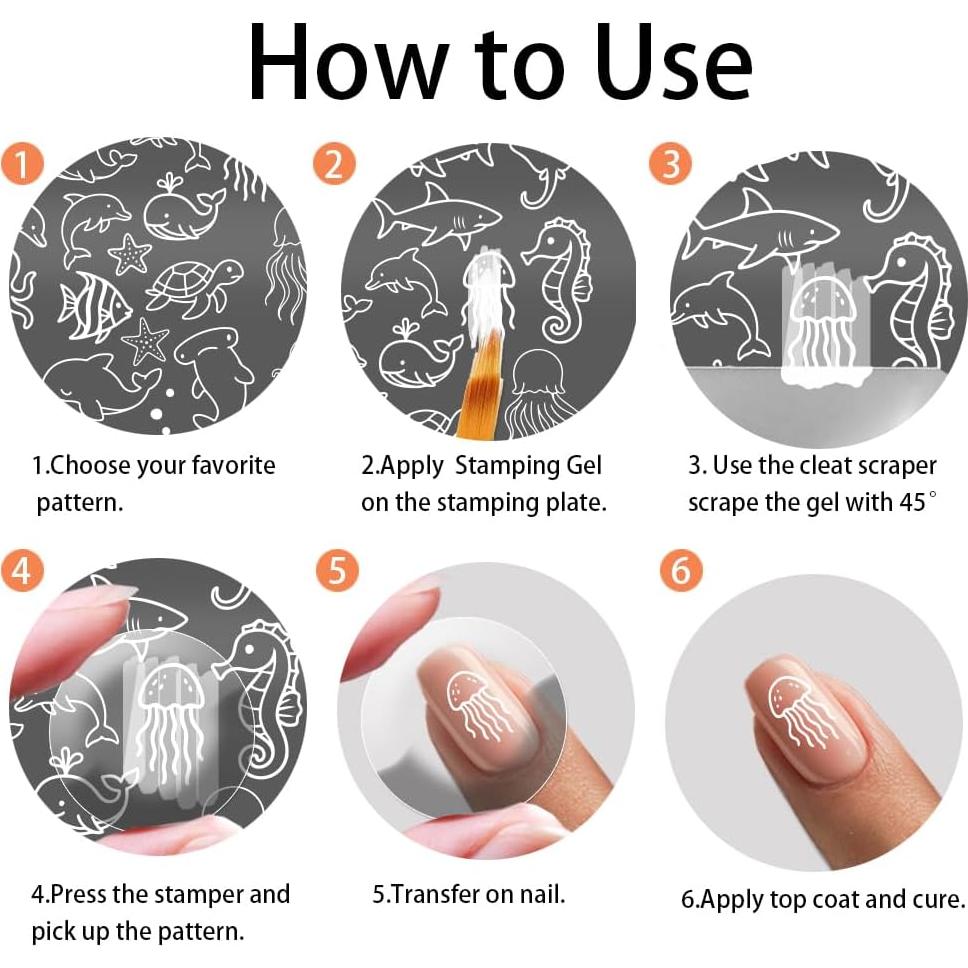 Kit de Estampado de Uñas Oceánico PH PandaHall 3 Piezas